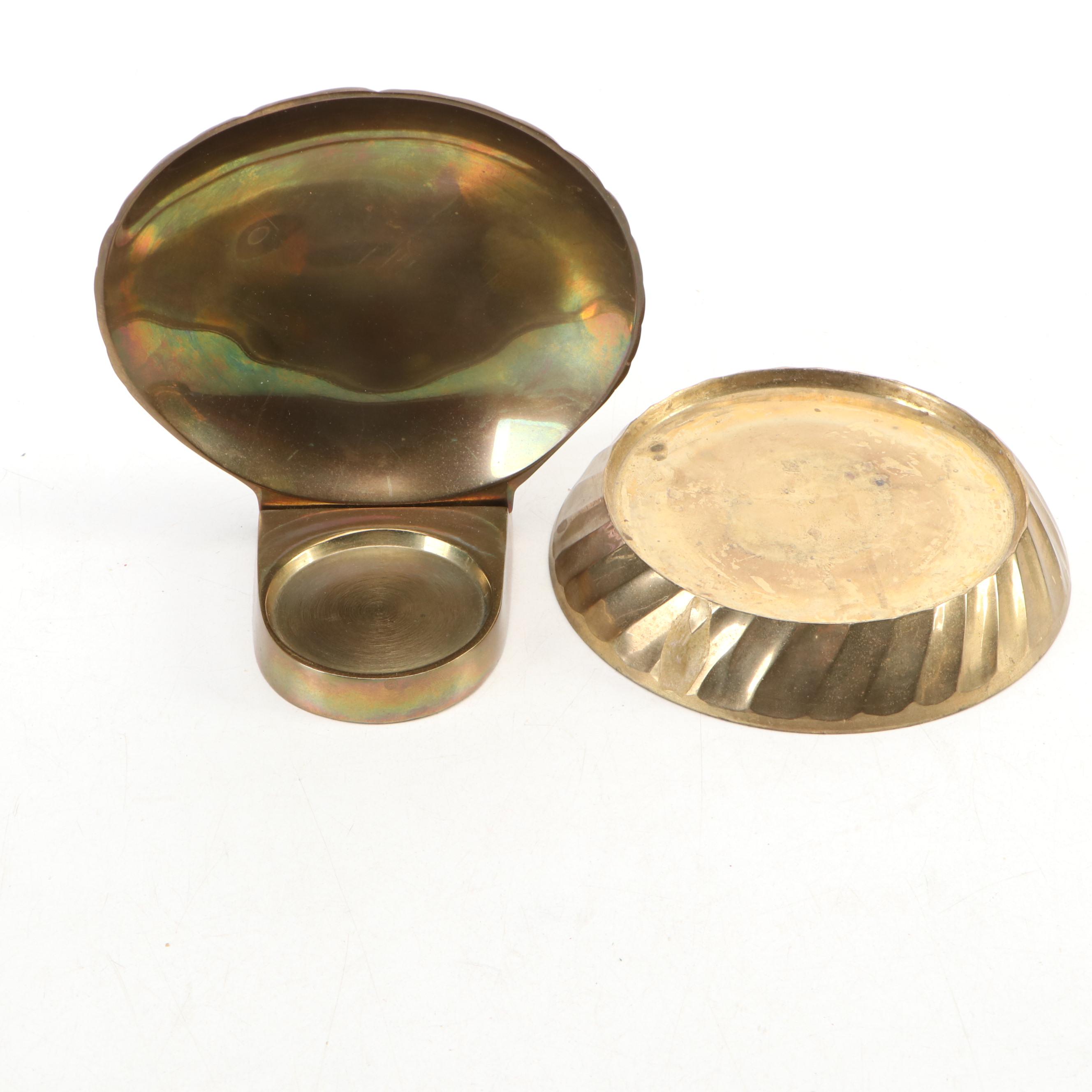 Korean Cast Brass Candle Wall Sconces with Turned Brass Candlesticks and More