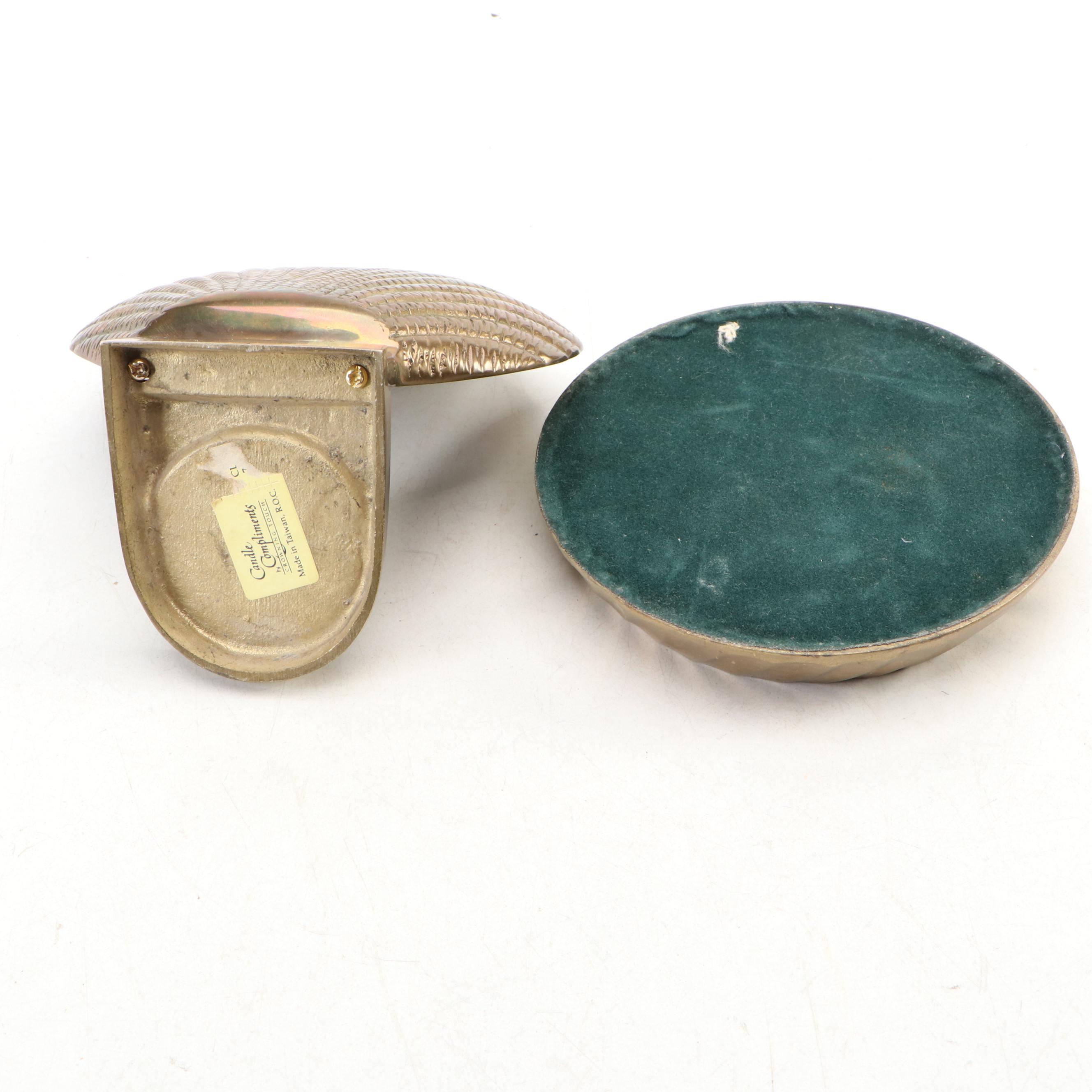 Korean Cast Brass Candle Wall Sconces with Turned Brass Candlesticks and More