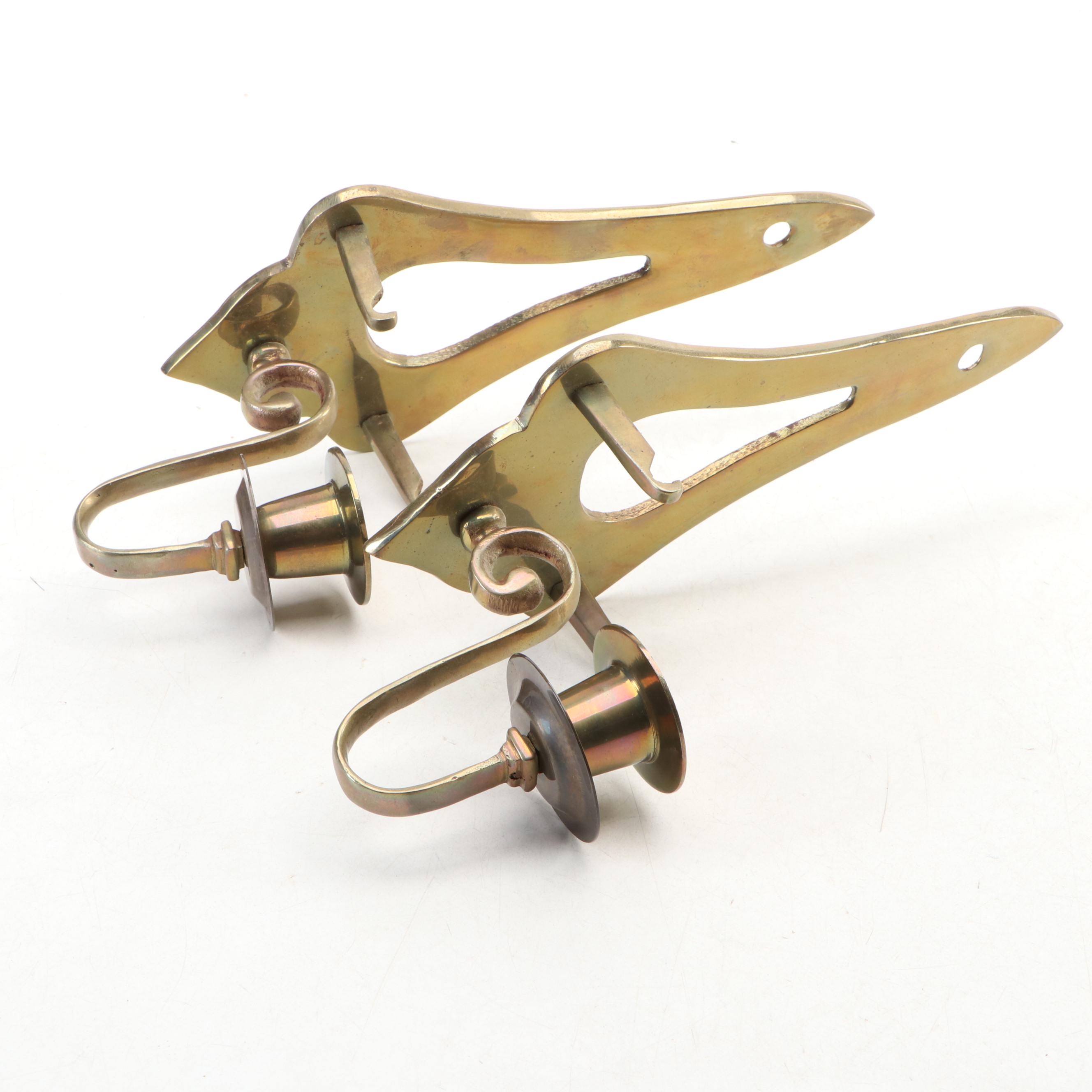 Korean Cast Brass Candle Wall Sconces with Turned Brass Candlesticks and More