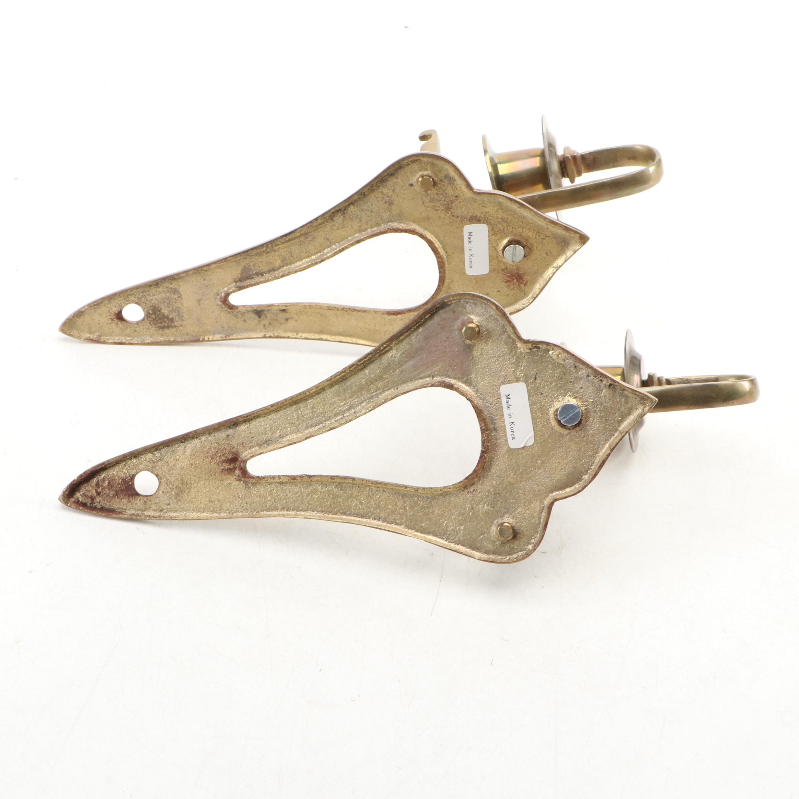 Korean Cast Brass Candle Wall Sconces with Turned Brass Candlesticks and More
