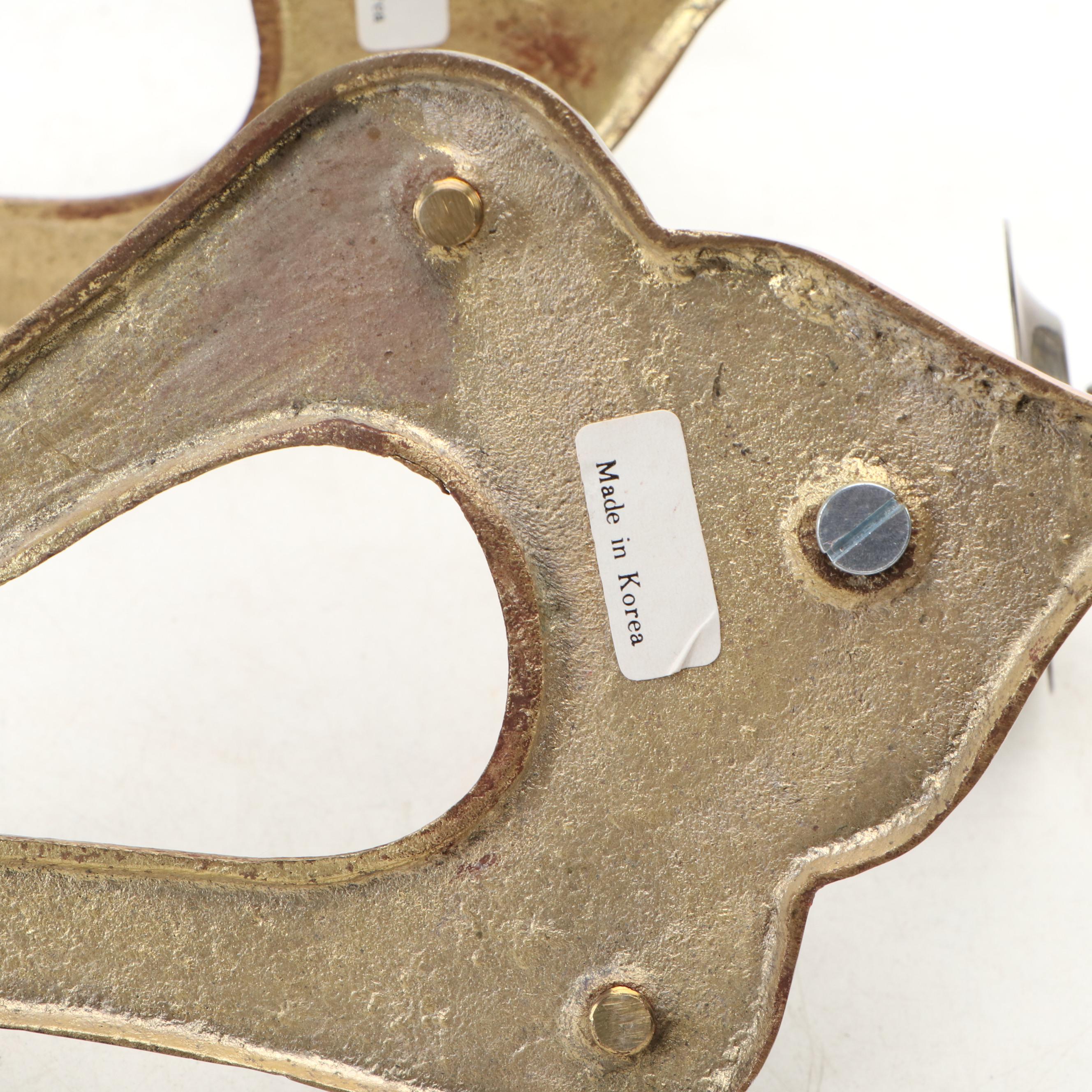 Korean Cast Brass Candle Wall Sconces with Turned Brass Candlesticks and More