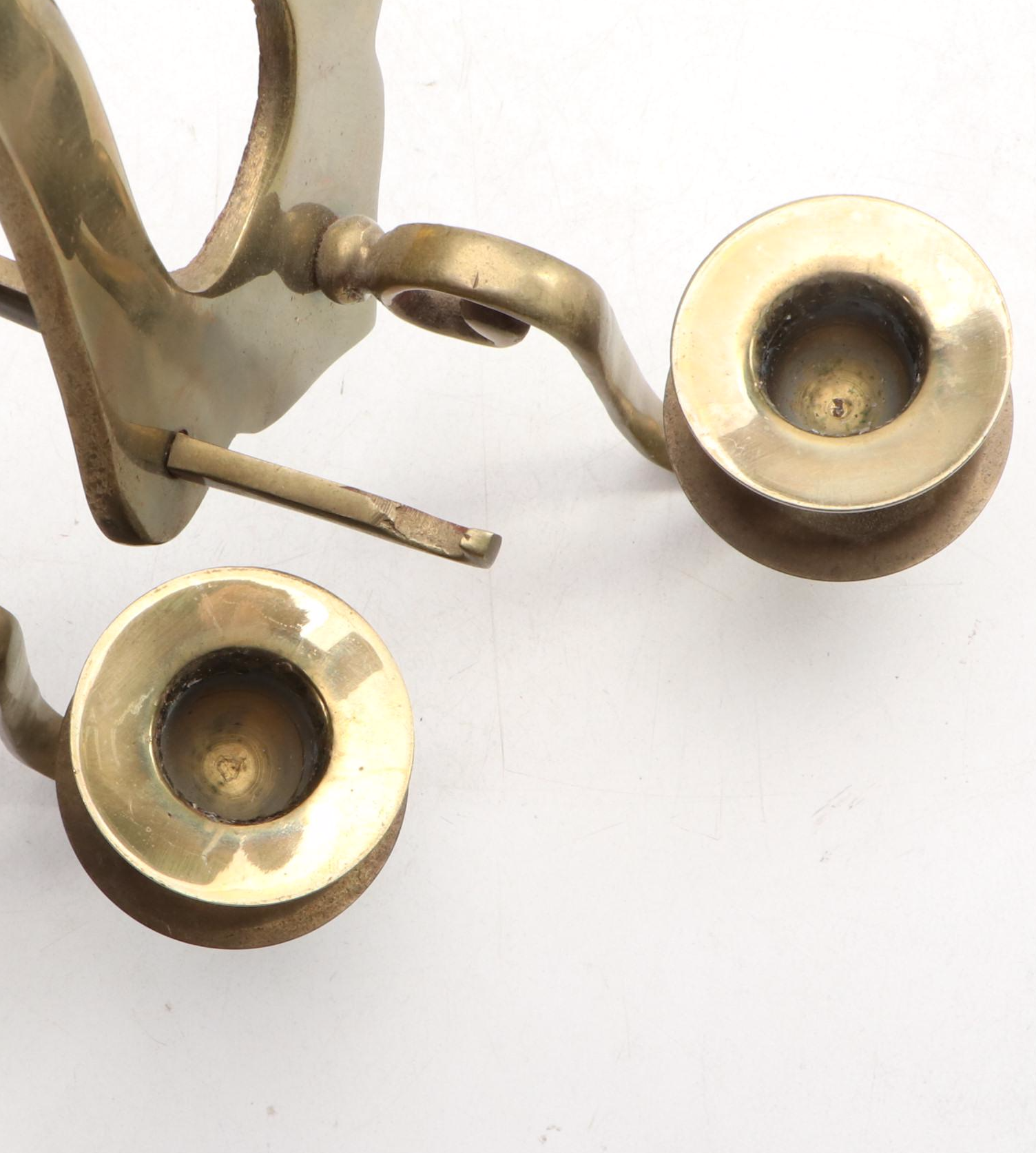 Korean Cast Brass Candle Wall Sconces with Turned Brass Candlesticks and More