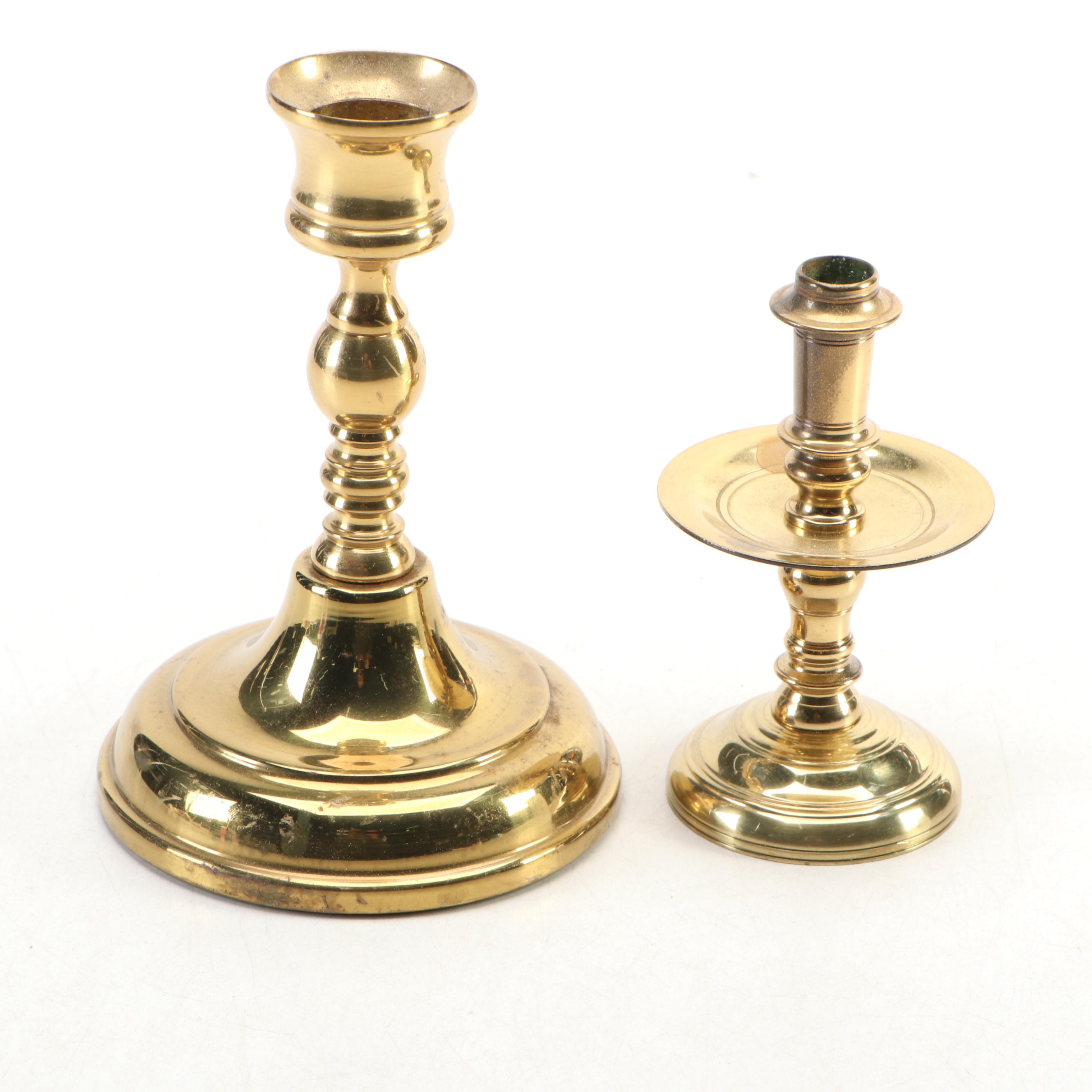 Korean Cast Brass Candle Wall Sconces with Turned Brass Candlesticks and More
