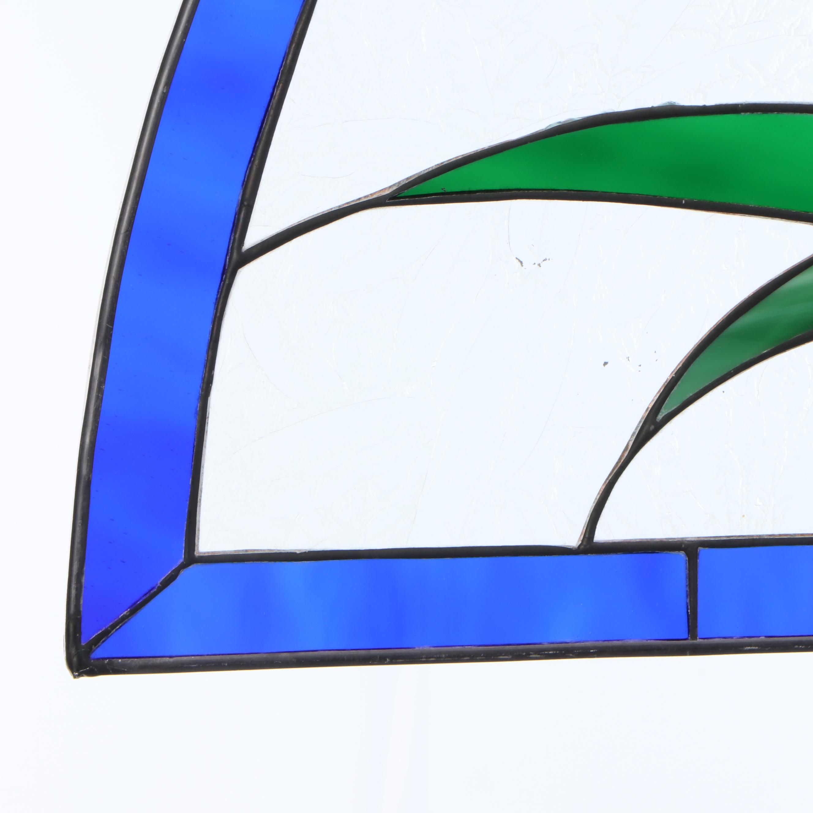 Bird of Paradise Flowers Stained Glass Transom Panel