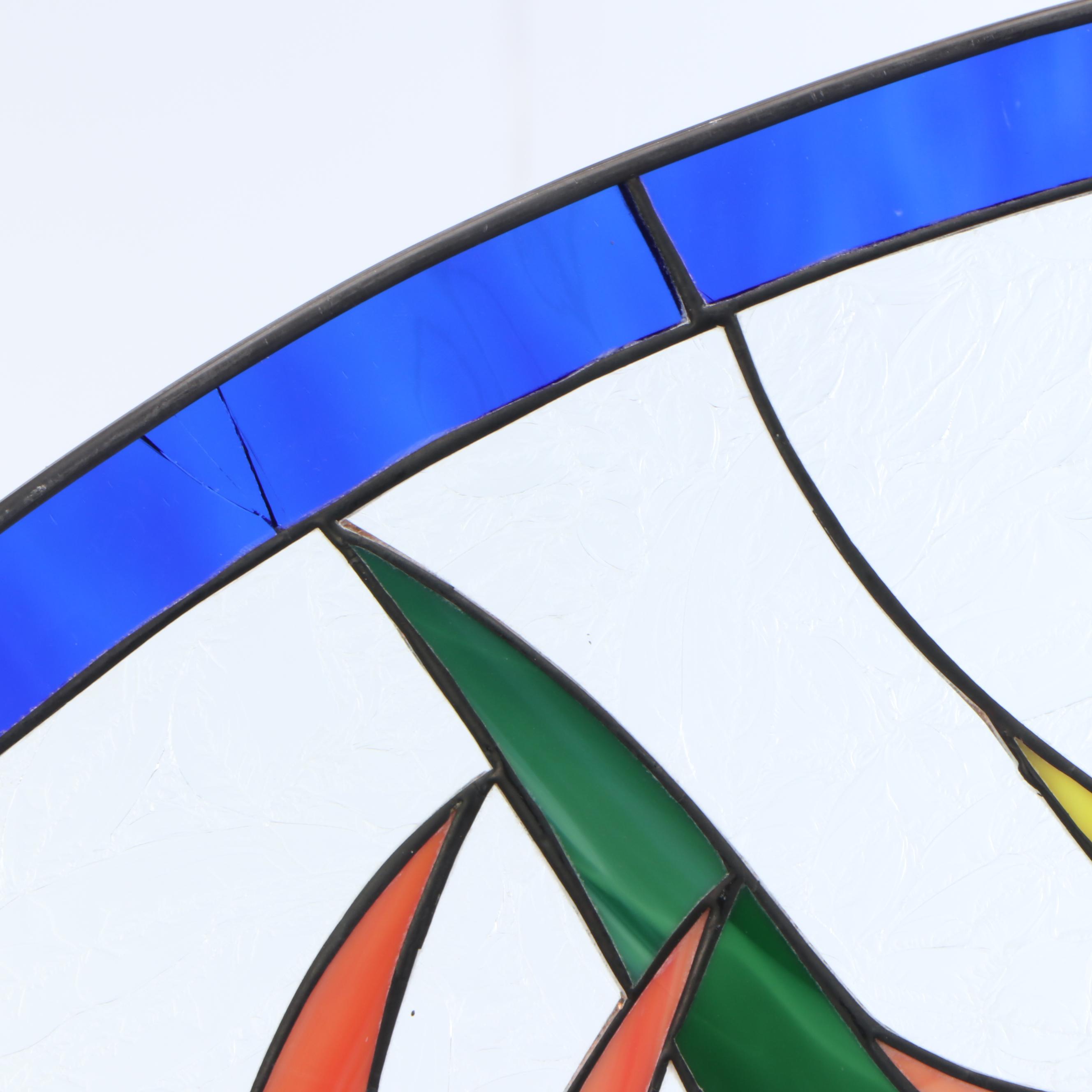 Bird of Paradise Flowers Stained Glass Transom Panel