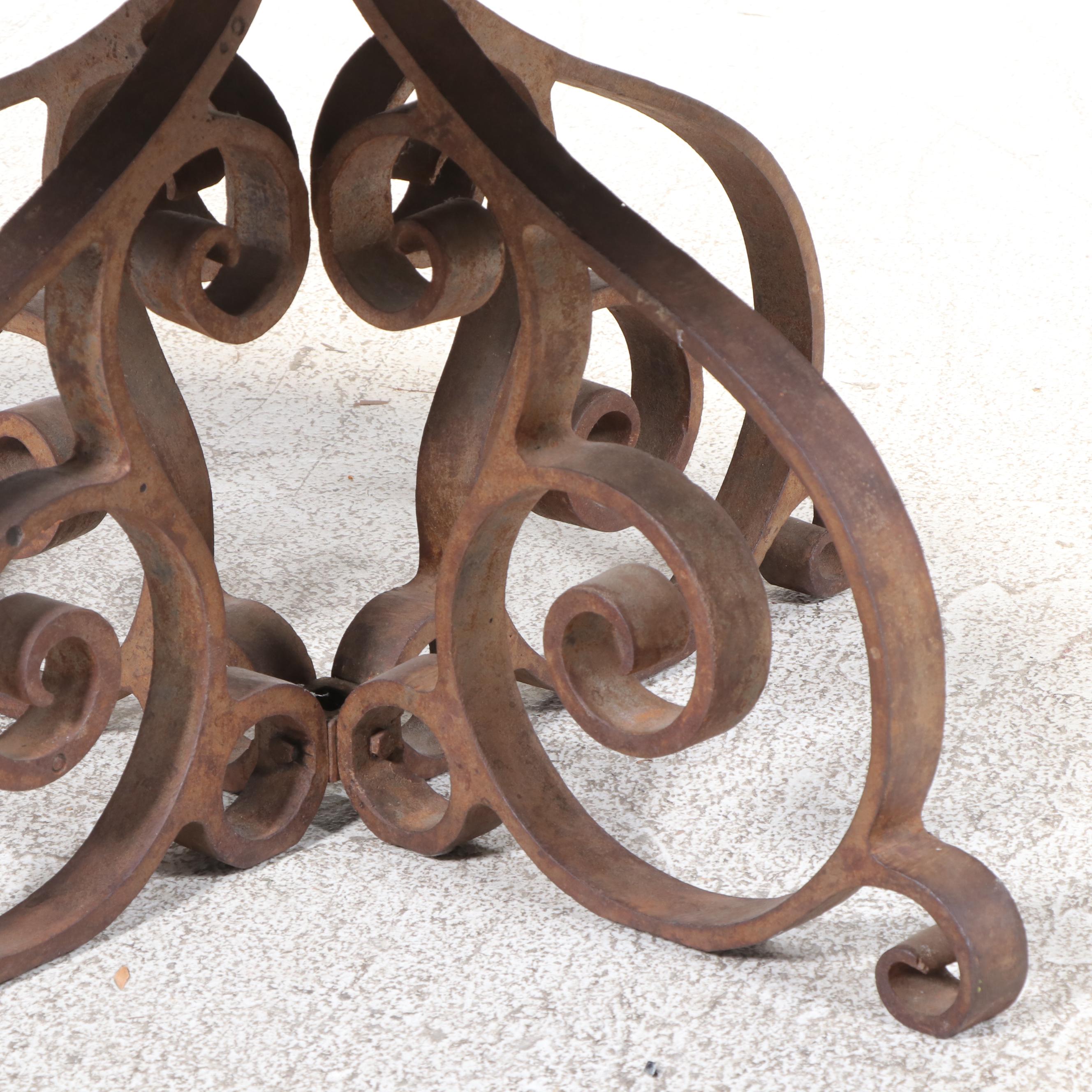 Spanish Baroque Style Pine and Wrought Iron Dining Table