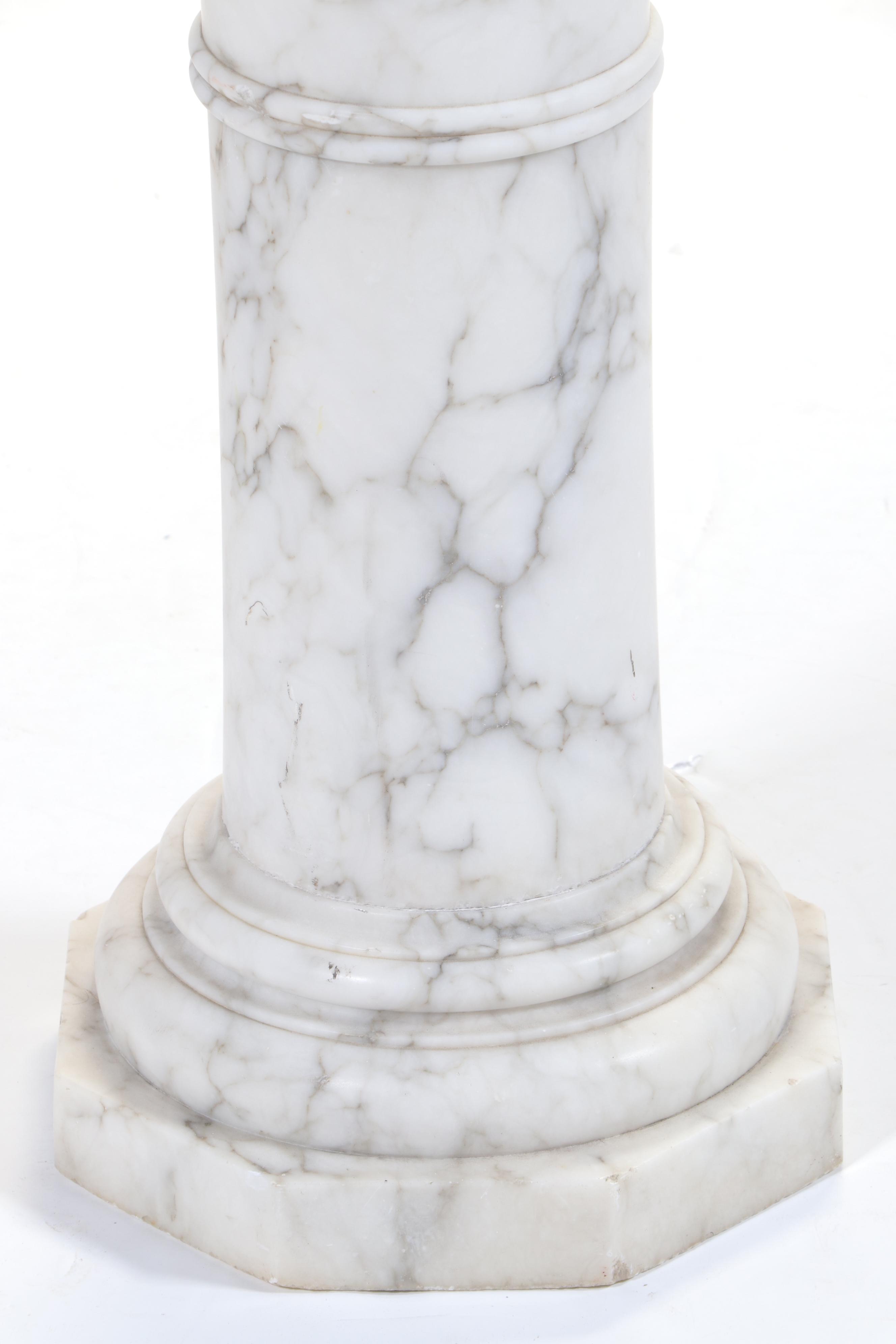 French Cast Plaster Bust after Grinam Niam and Turned Marble Pedestal