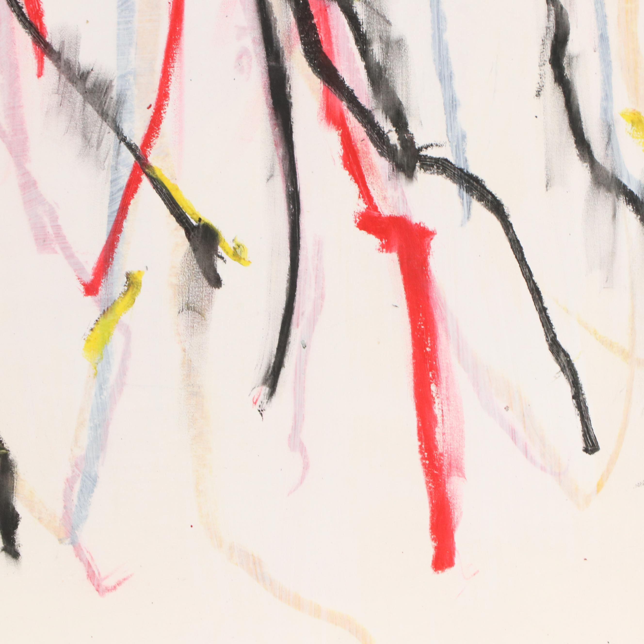 Jack Meanwell Abstract Expressionist Oil Pastel Figure Drawing, 1991