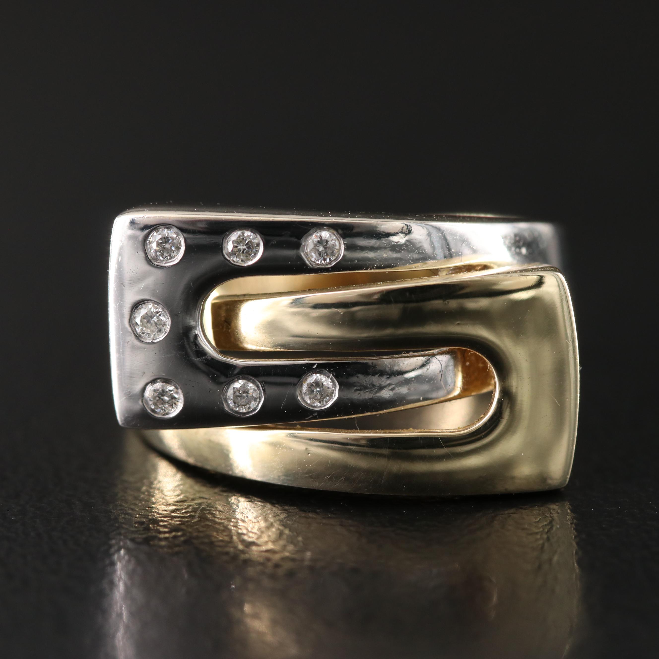 14K Two-Tone 0.07 CTW Diamond Interlocking Ring