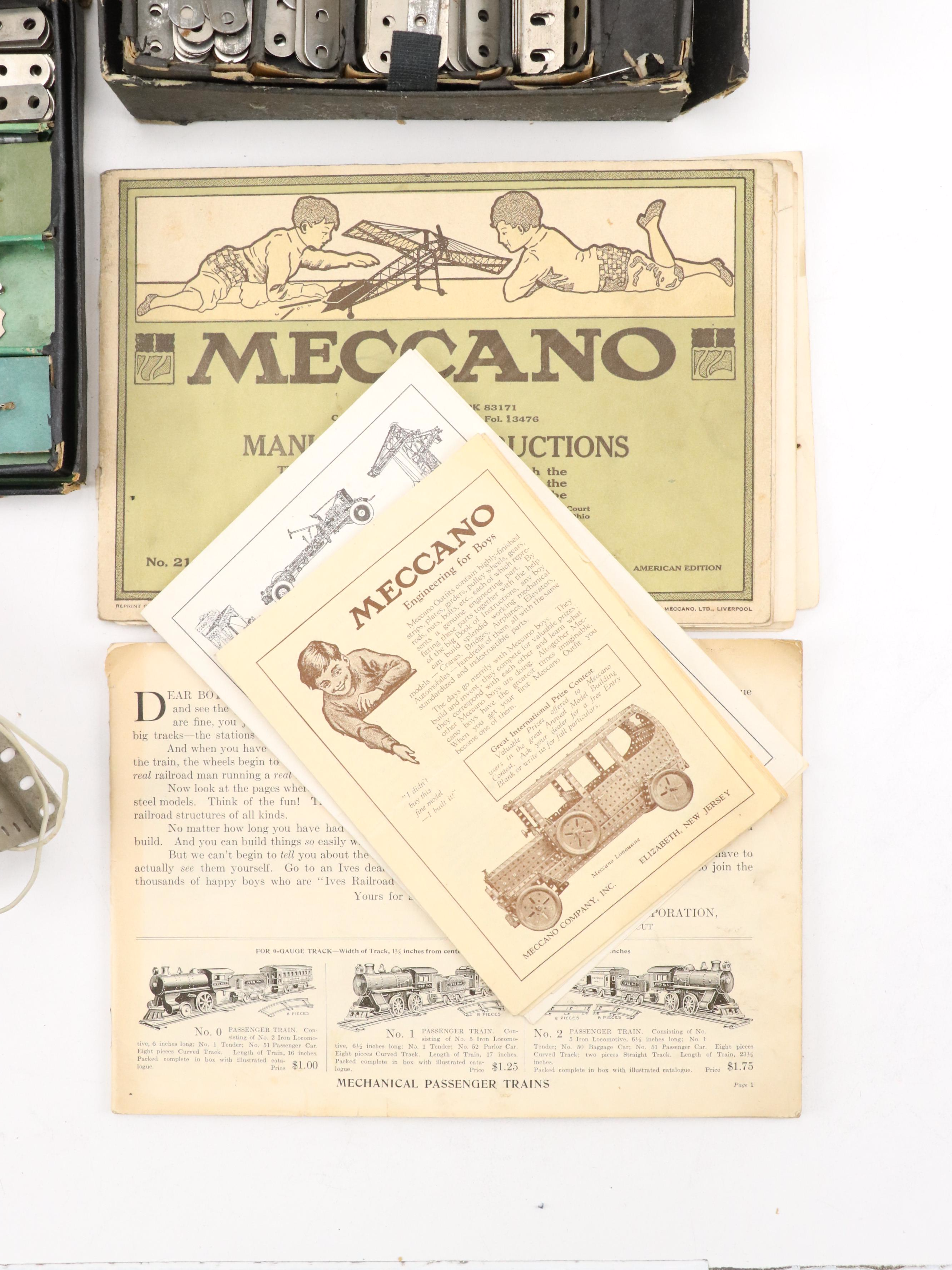 Meccano Metal Model Building Kits with Jefferson Electric Transformer, 1916