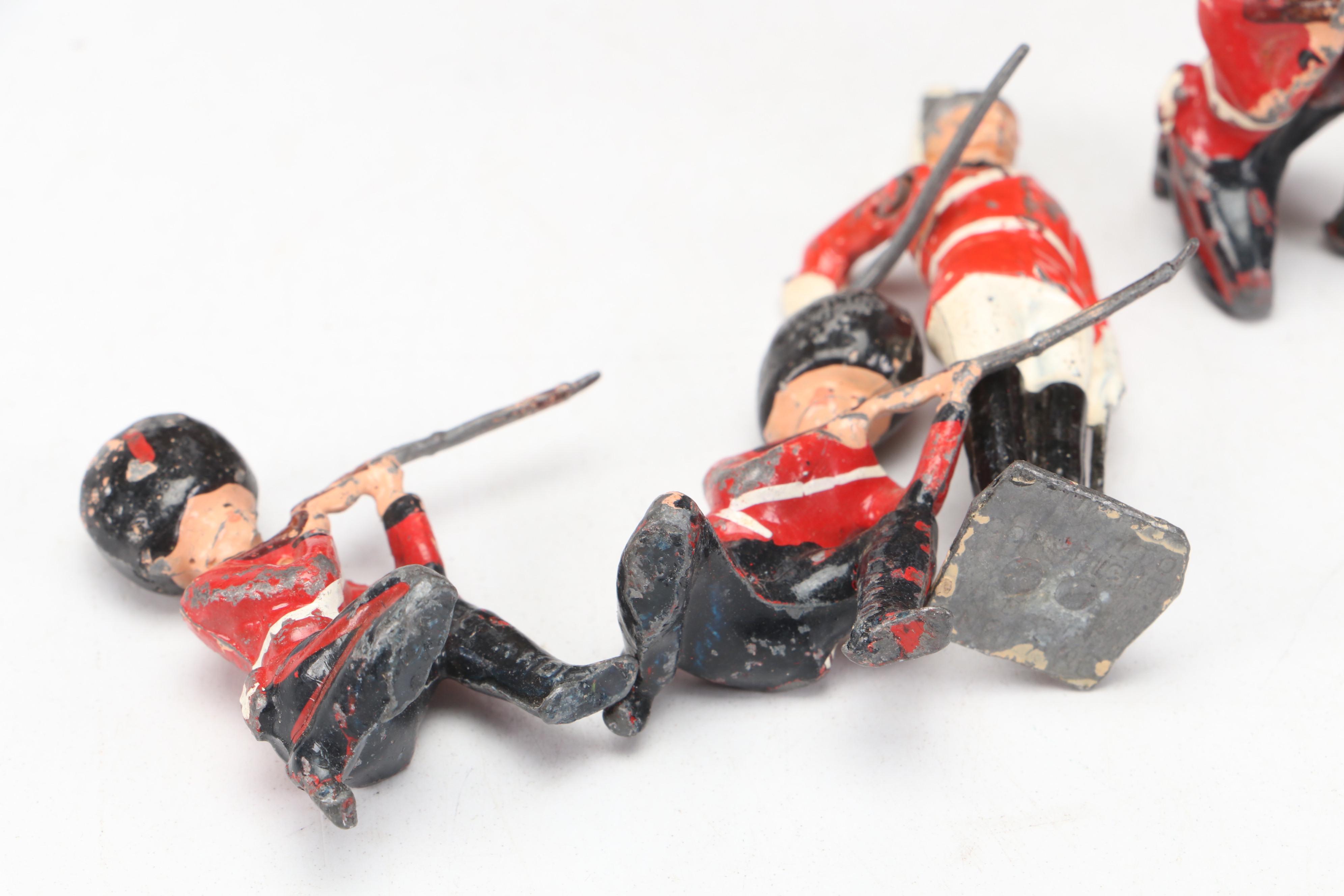 W. Britain Ltd. Cast Metal Soldiers with Polychrome Carved Wood "Mayflower" Ship