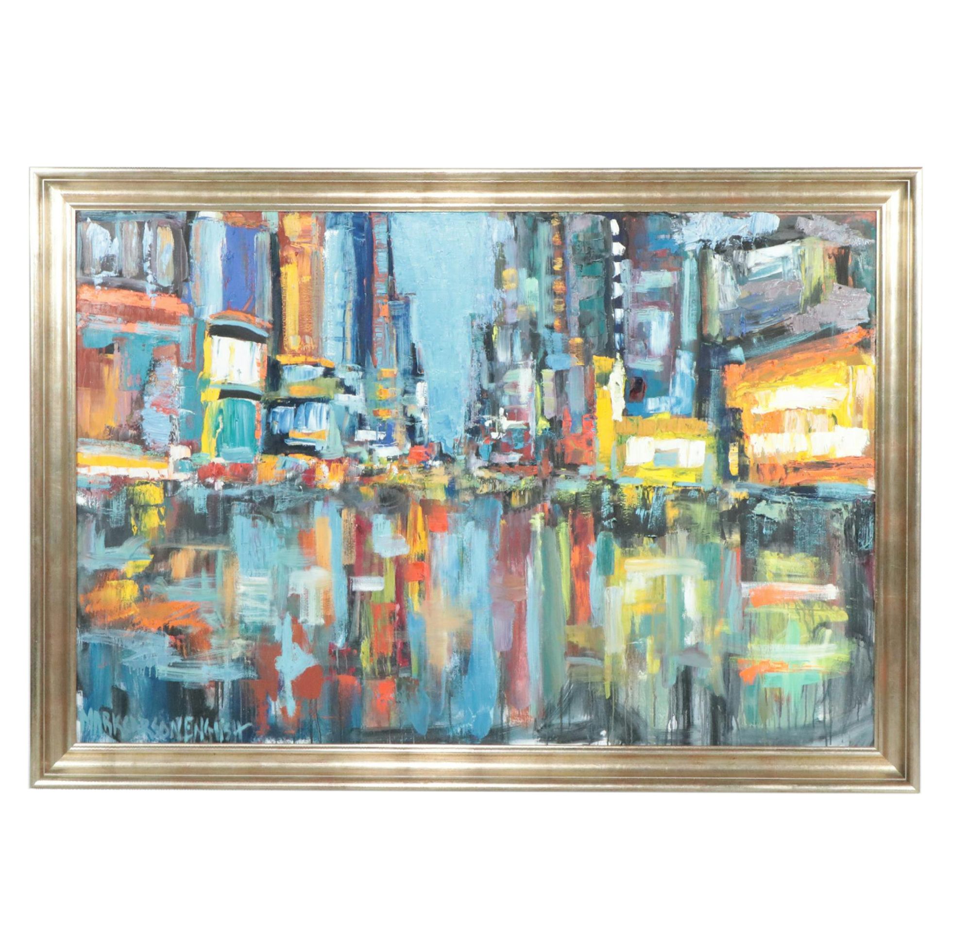 Mark Carson English Acrylic Cityscape Painting, 21st Century