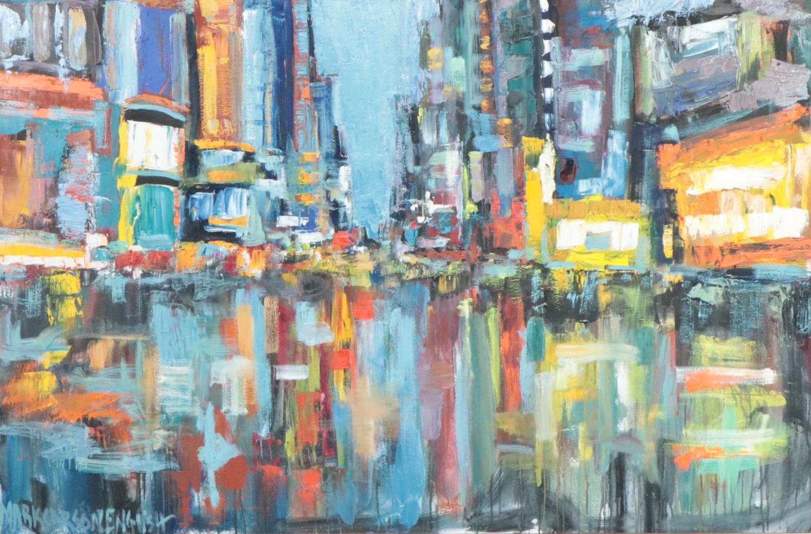 Mark Carson English Acrylic Cityscape Painting, 21st Century