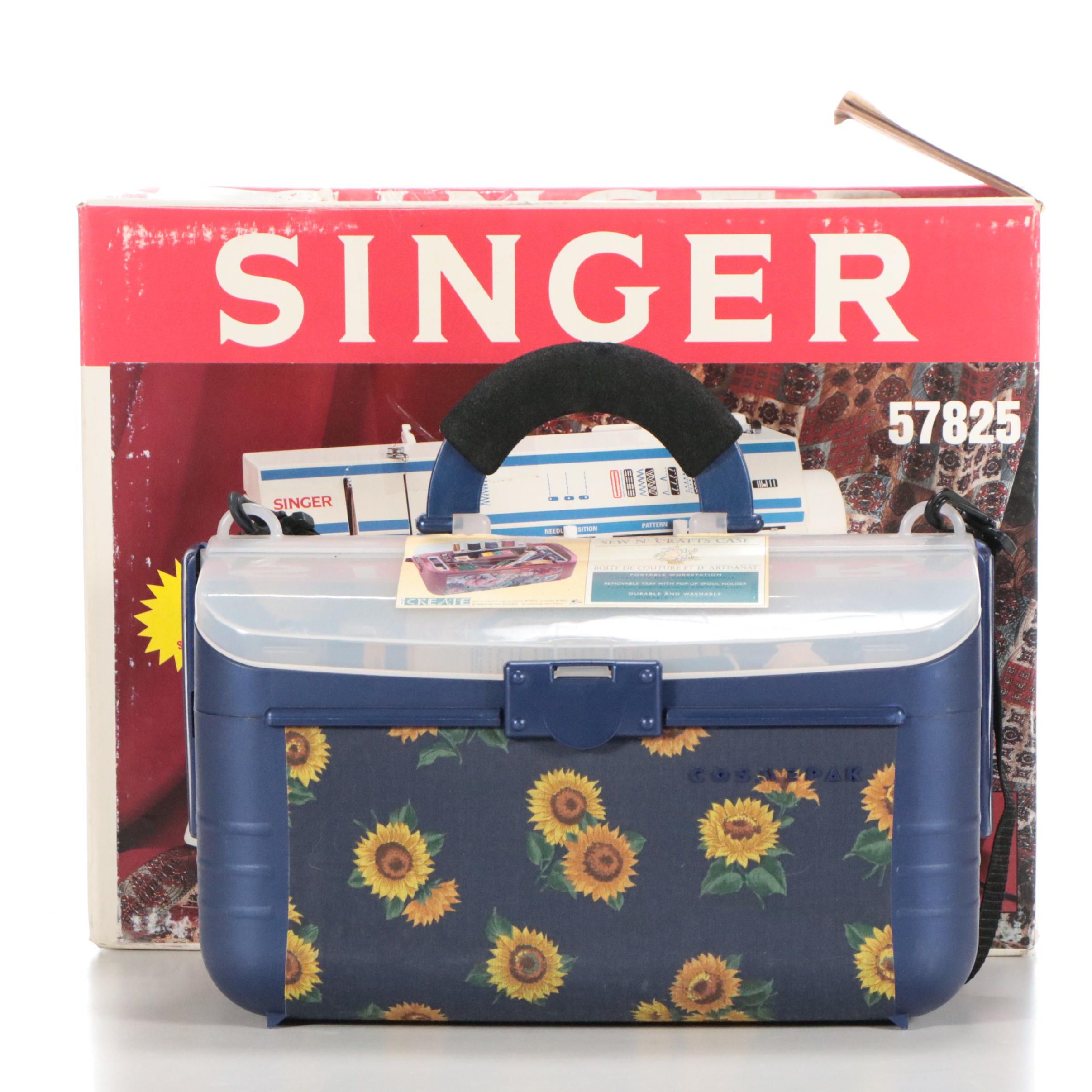 Singer Model 57825 Sewing Machine with Notions in Sewing Case