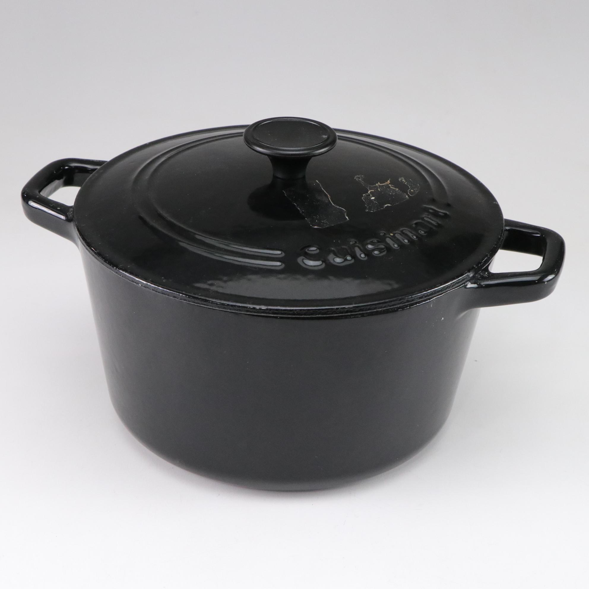 Two Enameled Cast Iron Dutch Ovens