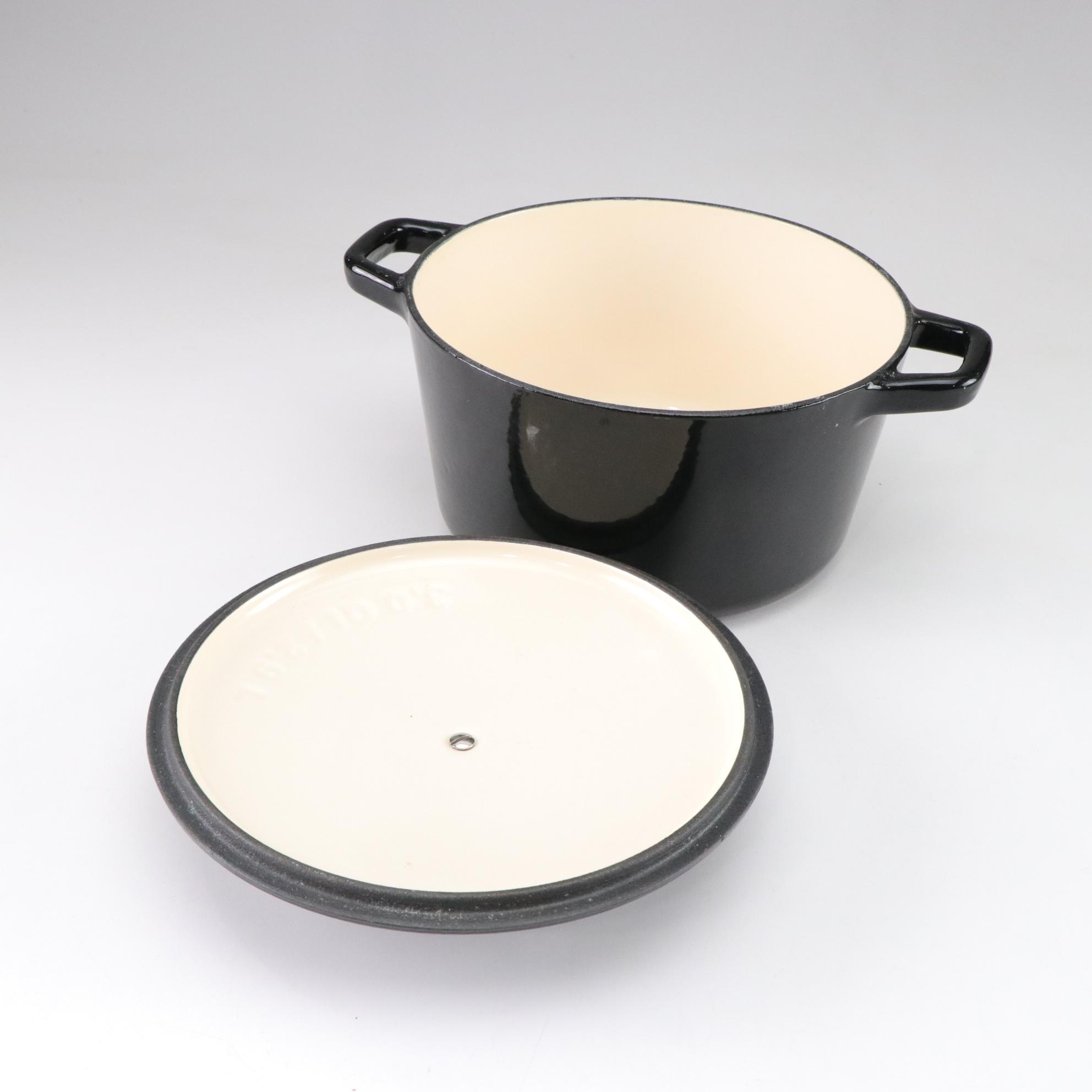 Two Enameled Cast Iron Dutch Ovens