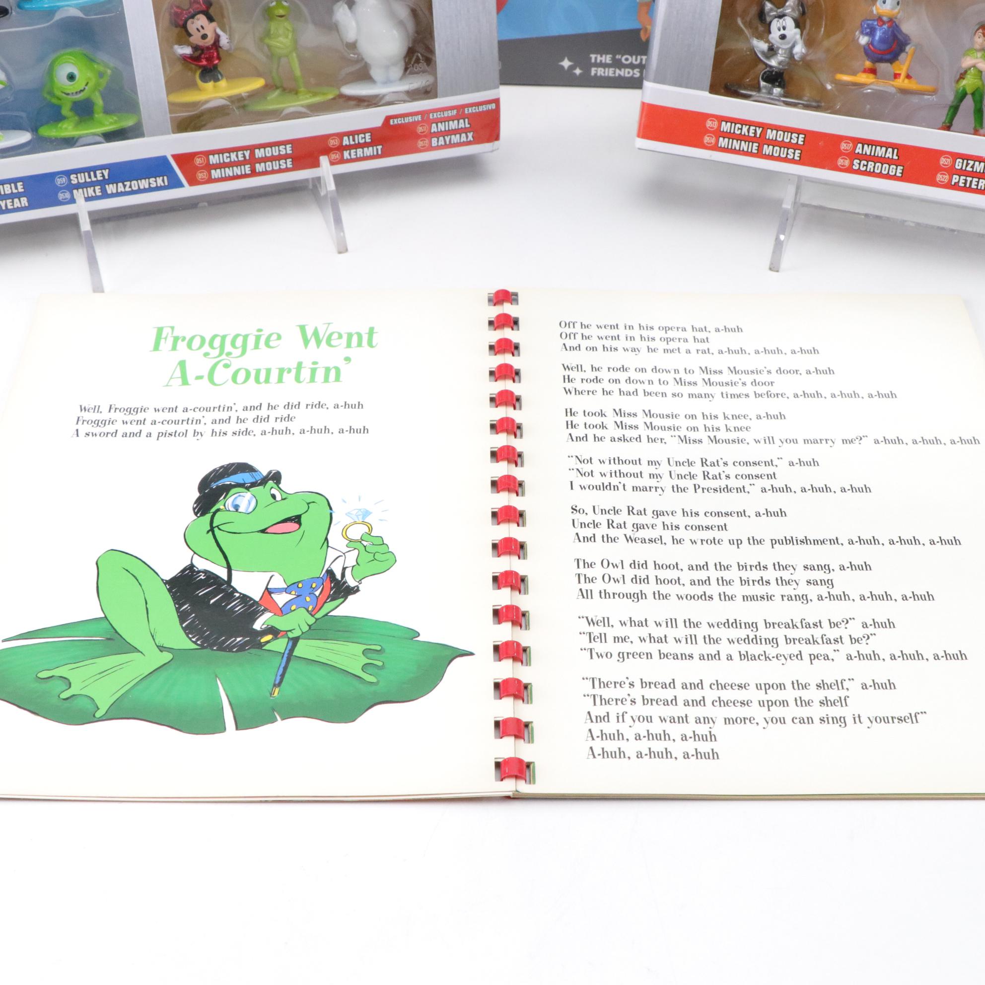 Disney Fan Trivia Game With Two Boxes of Nano Metalfigs and Sing Along Book