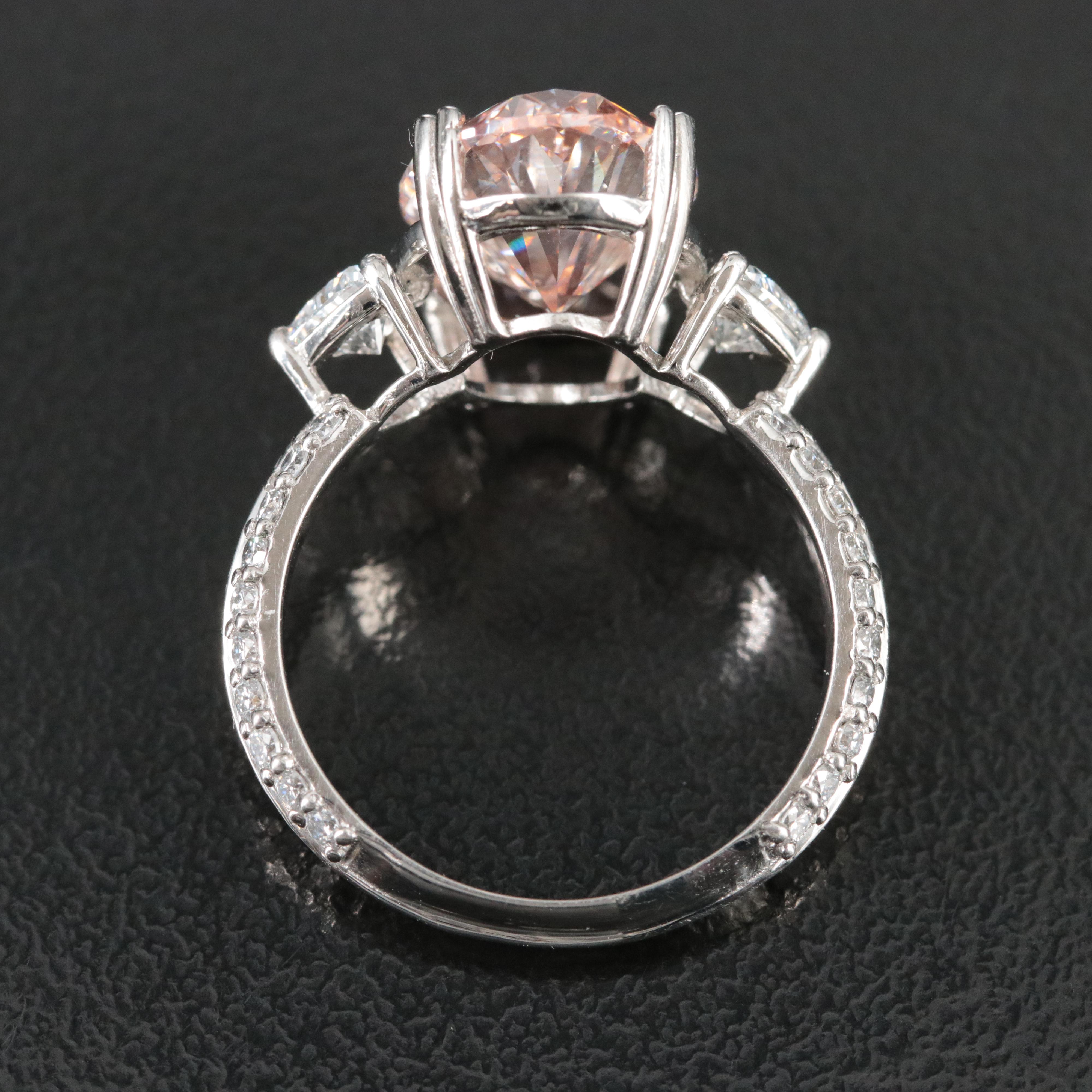 Platinum 6.03 CTW Fancy Vivid Pink Lab Grown Diamond Ring with IGI Report