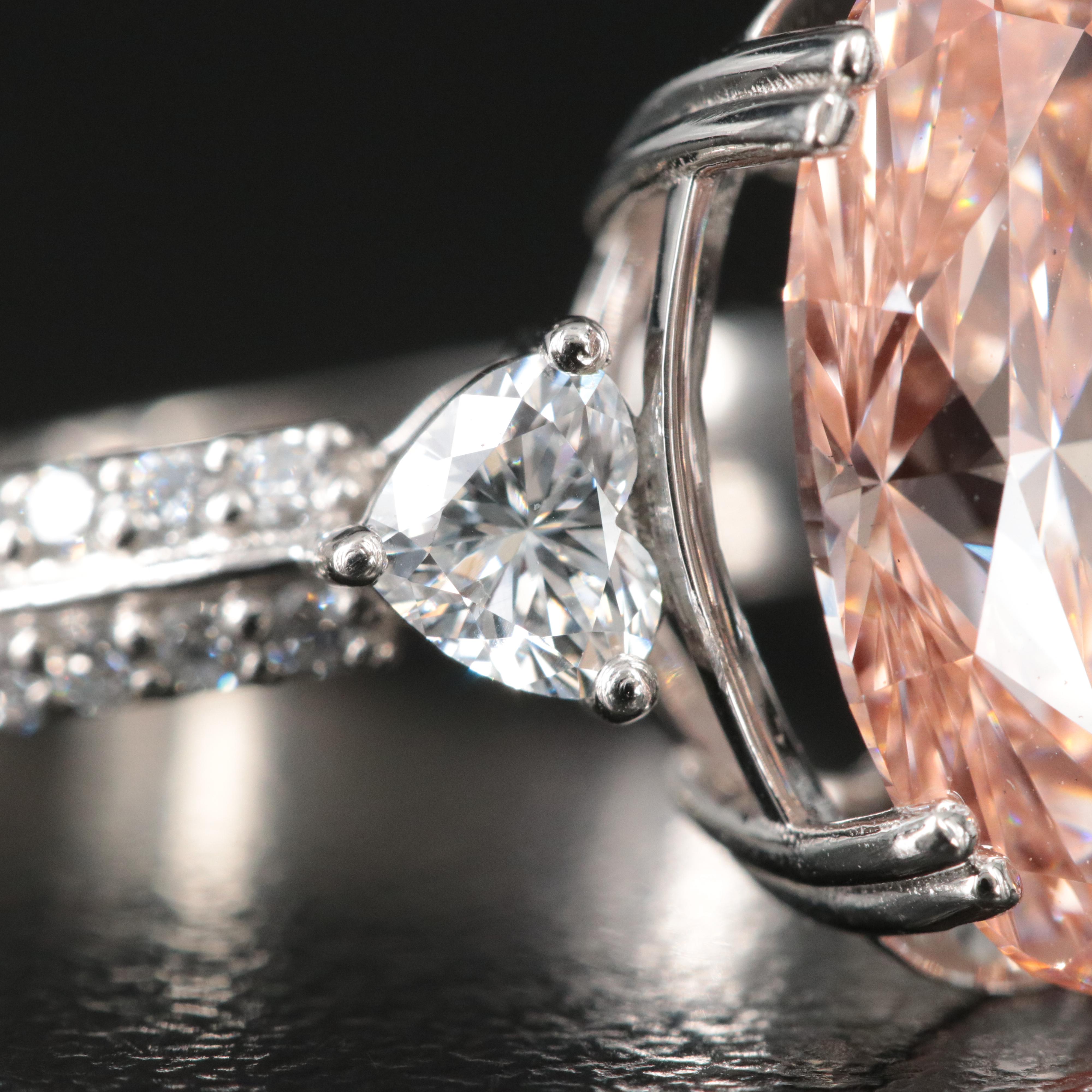 Platinum 6.03 CTW Fancy Vivid Pink Lab Grown Diamond Ring with IGI Report