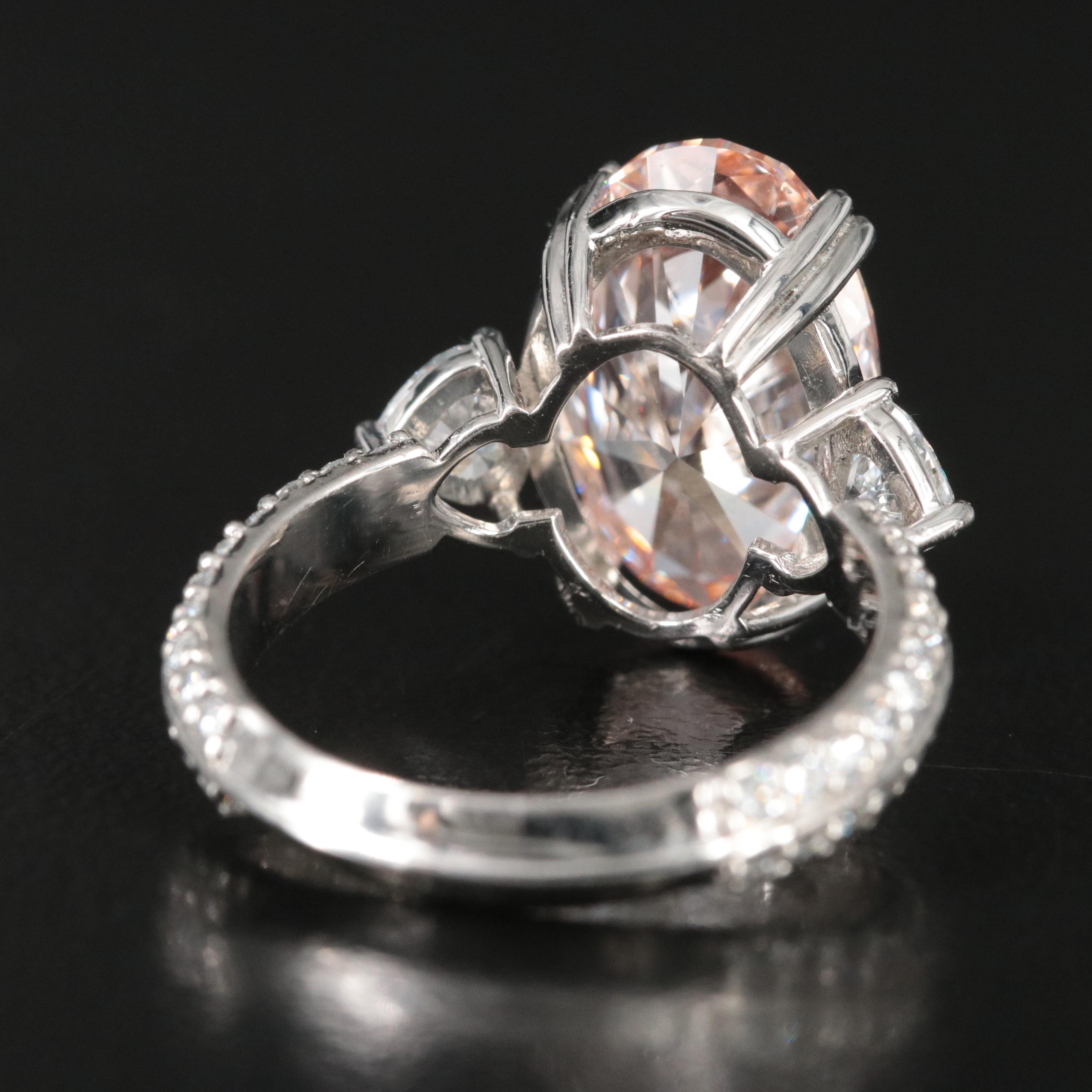 Platinum 6.03 CTW Fancy Vivid Pink Lab Grown Diamond Ring with IGI Report