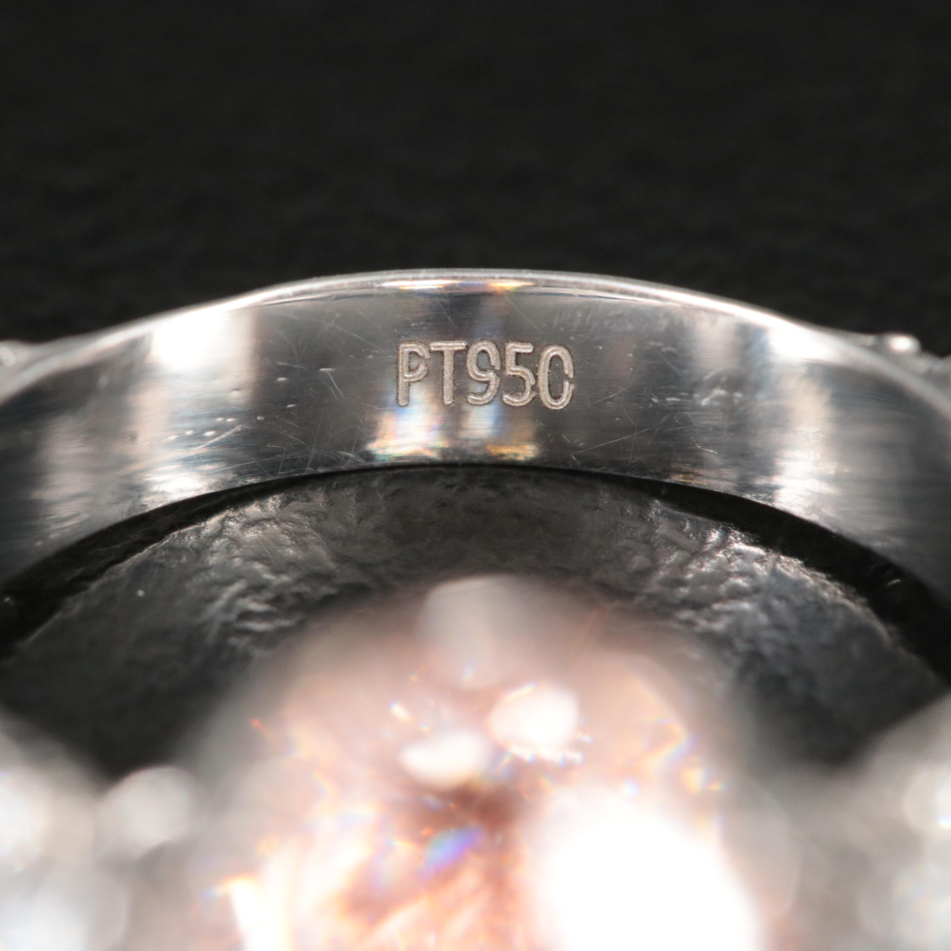 Platinum 6.03 CTW Fancy Vivid Pink Lab Grown Diamond Ring with IGI Report