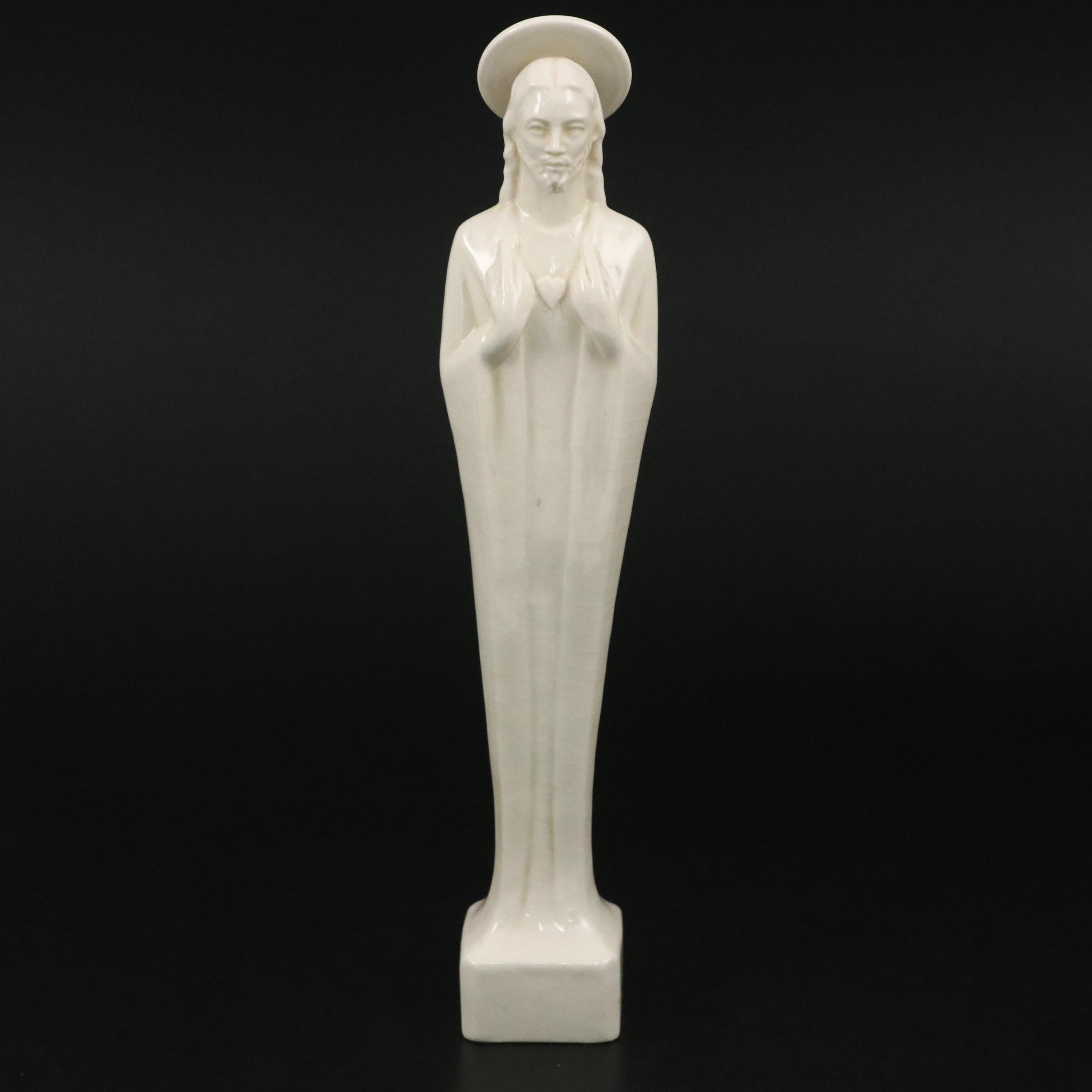 Rookwood Pottery Glossy Glazed Jesus Figure, 1953