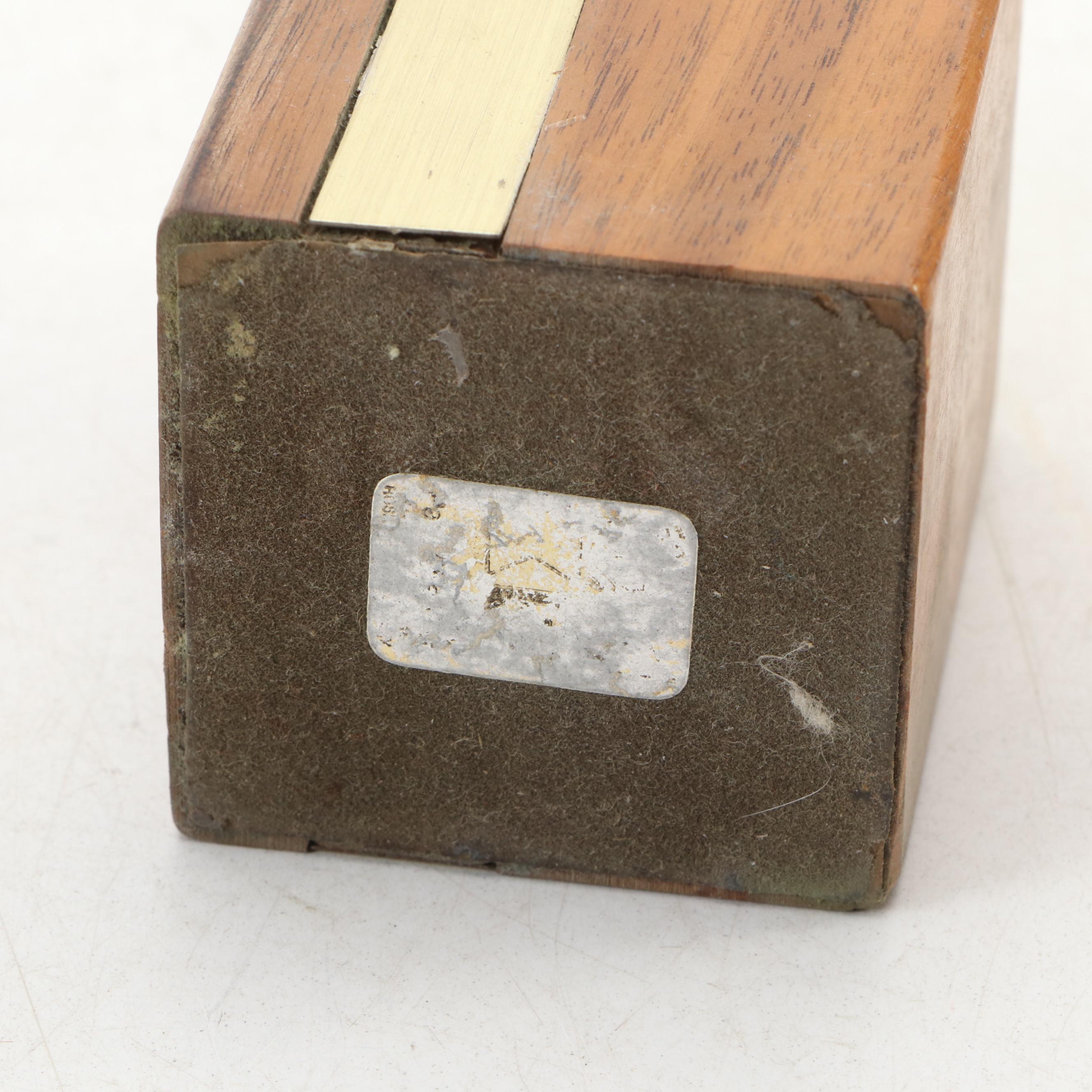 American Walnut Desk Lighter by Park Sherman with Cigarette Case