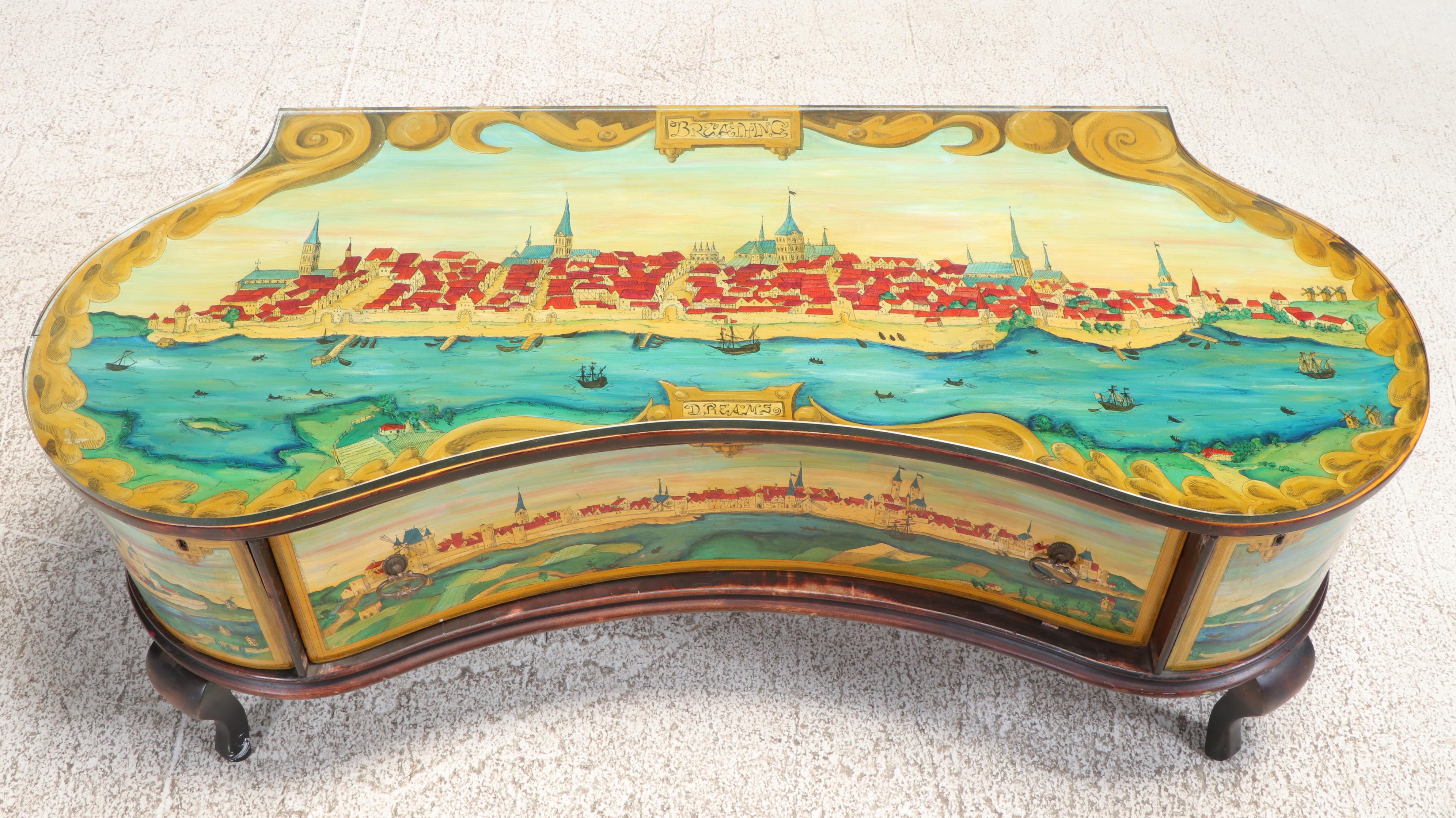 Maker of Los Angeles Custom-Painted Coffee Table, Early 20th Century and Later