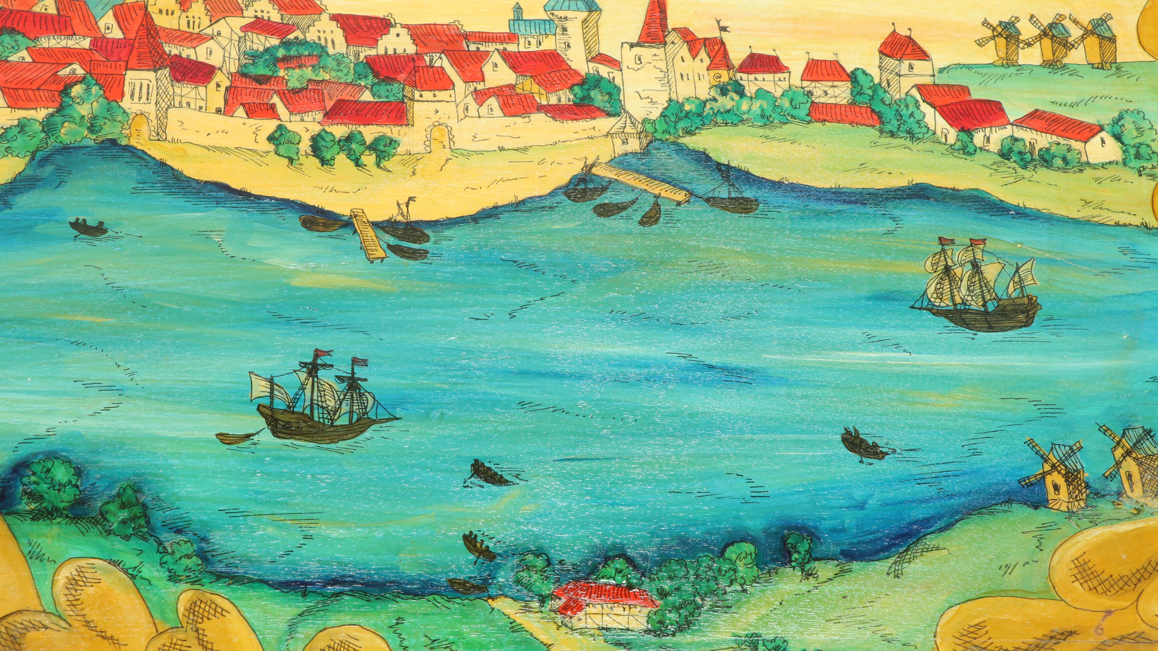 Maker of Los Angeles Custom-Painted Coffee Table, Early 20th Century and Later