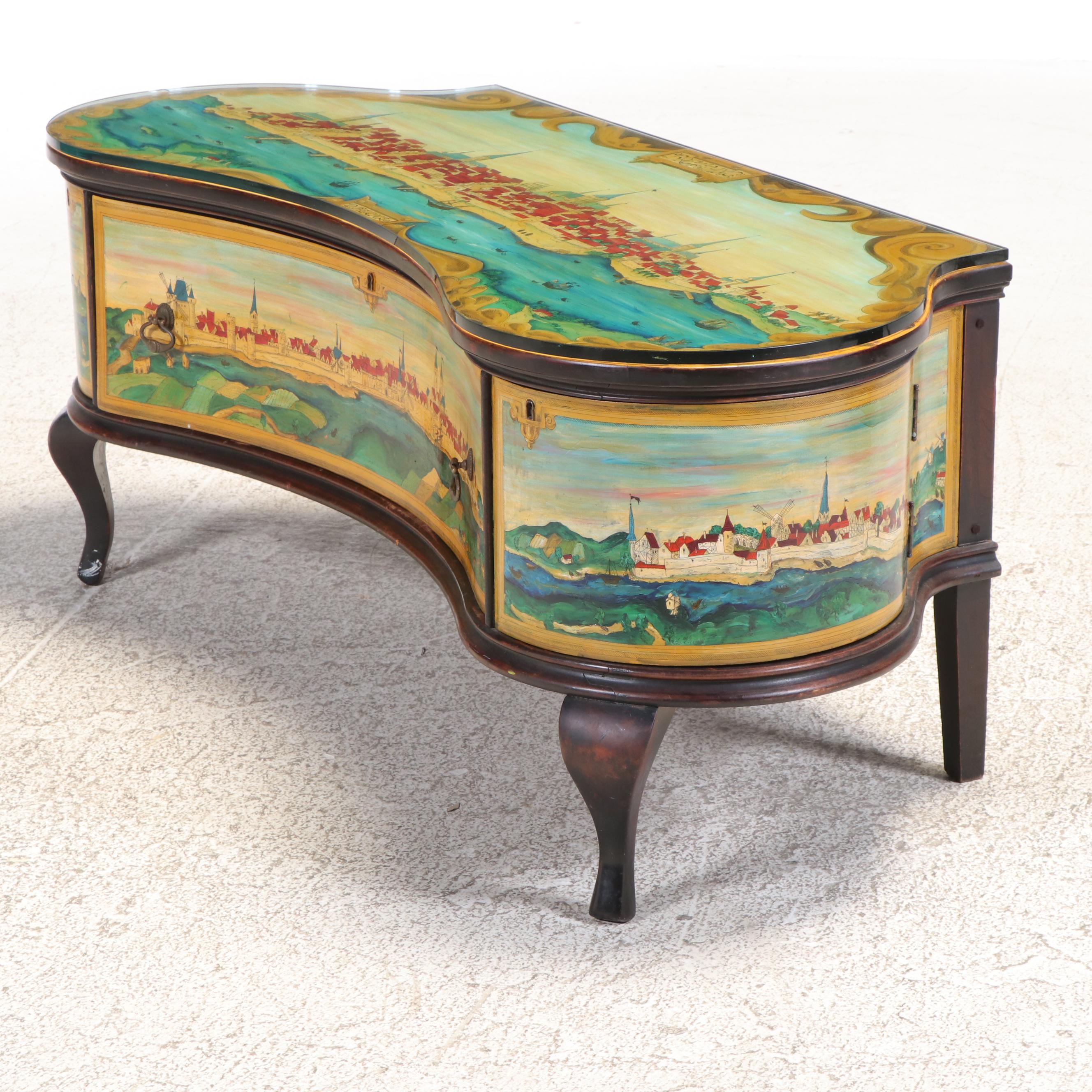 Maker of Los Angeles Custom-Painted Coffee Table, Early 20th Century and Later