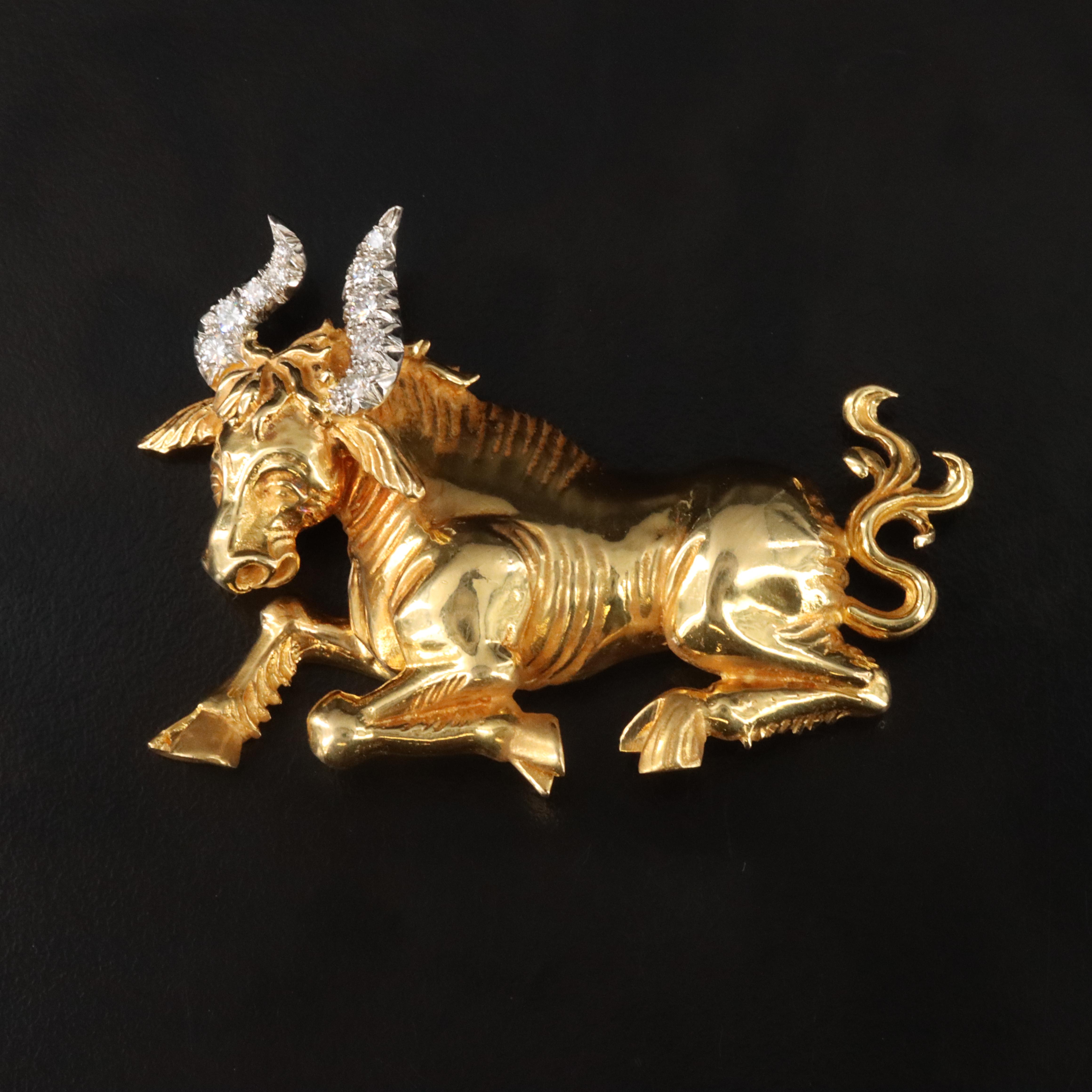 Tiffany & Co. 18K and Platinum 0.50 CTW Diamond Bull Brooch