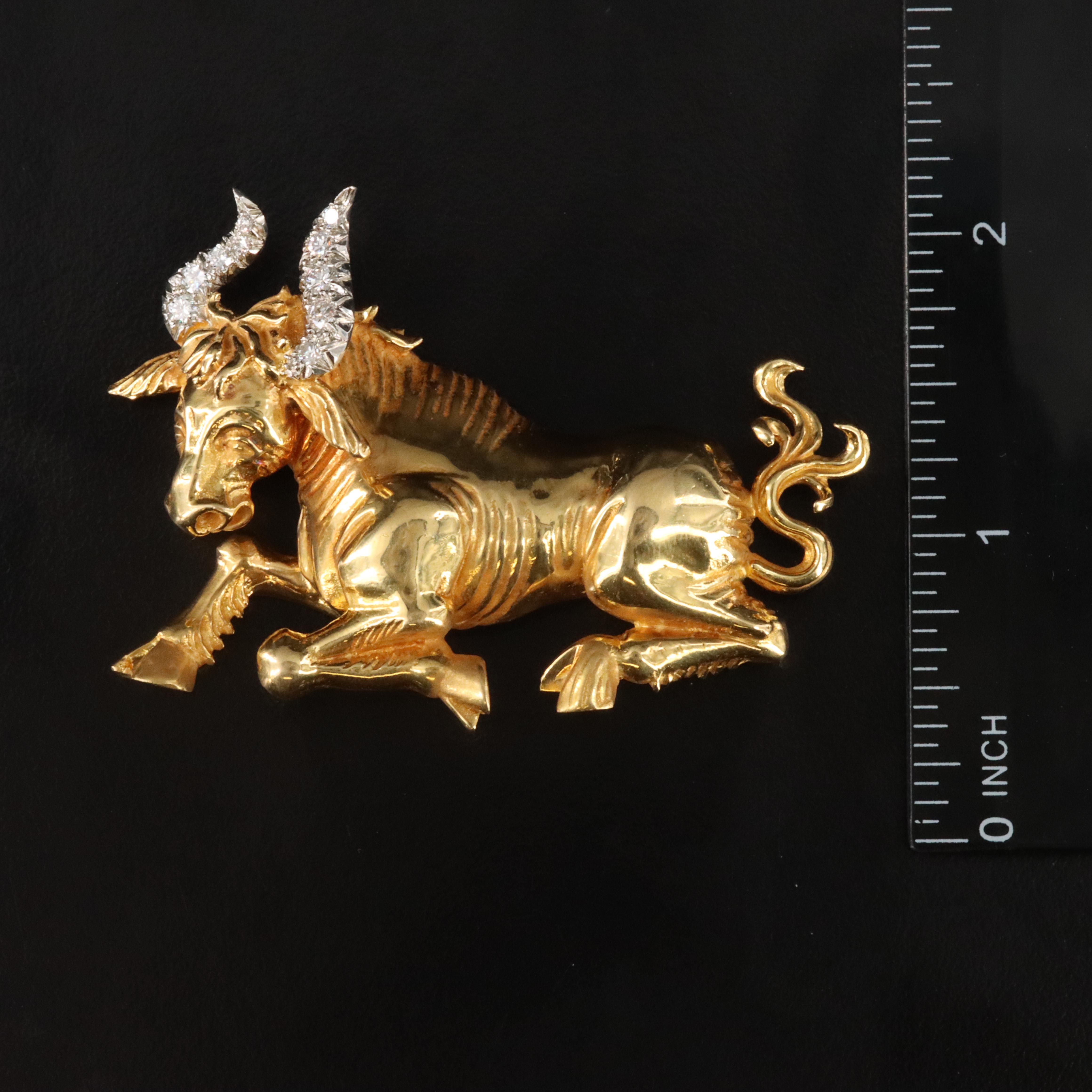 Tiffany & Co. 18K and Platinum 0.50 CTW Diamond Bull Brooch