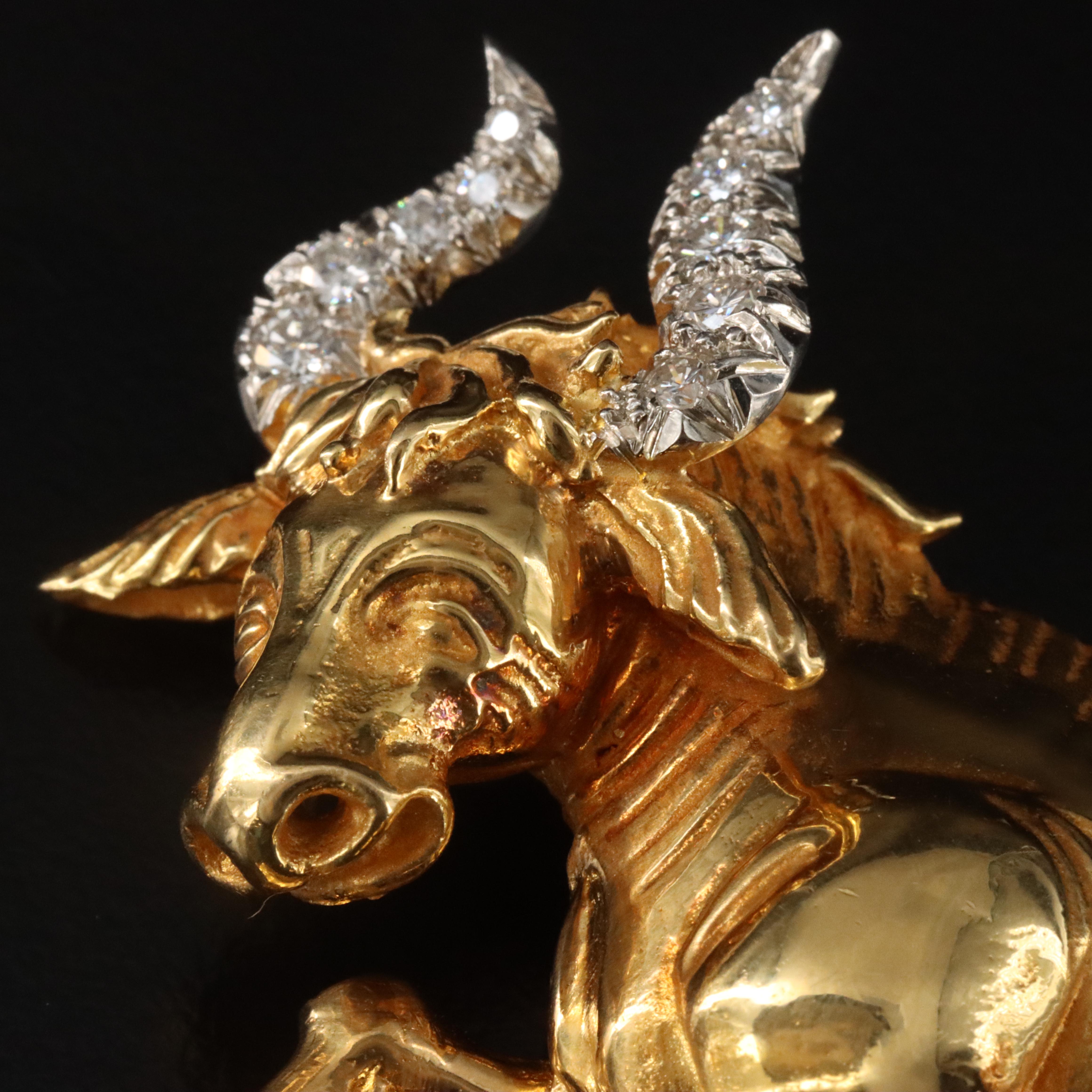 Tiffany & Co. 18K and Platinum 0.50 CTW Diamond Bull Brooch