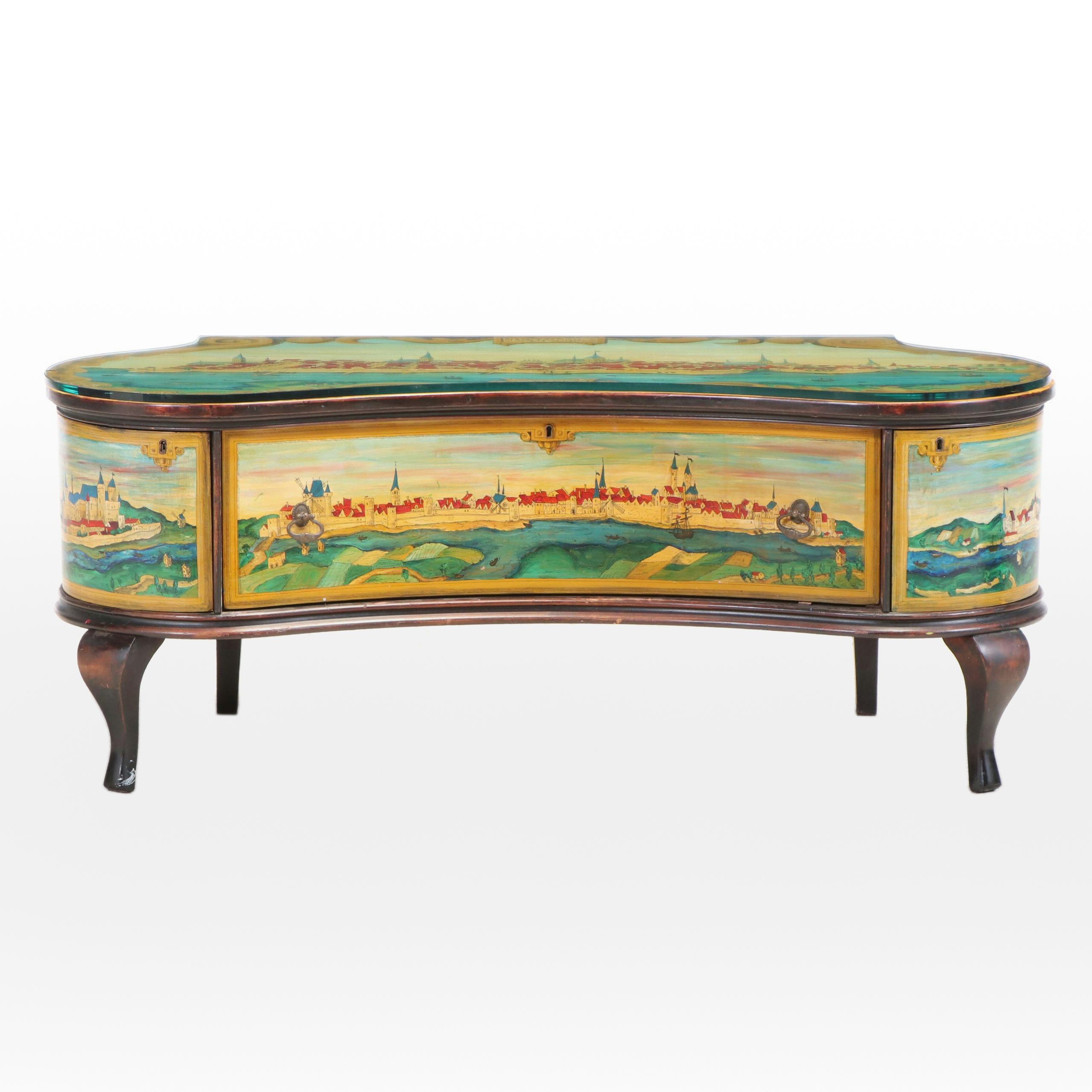 Maker of Los Angeles Custom-Painted Coffee Table, Early 20th Century and Later