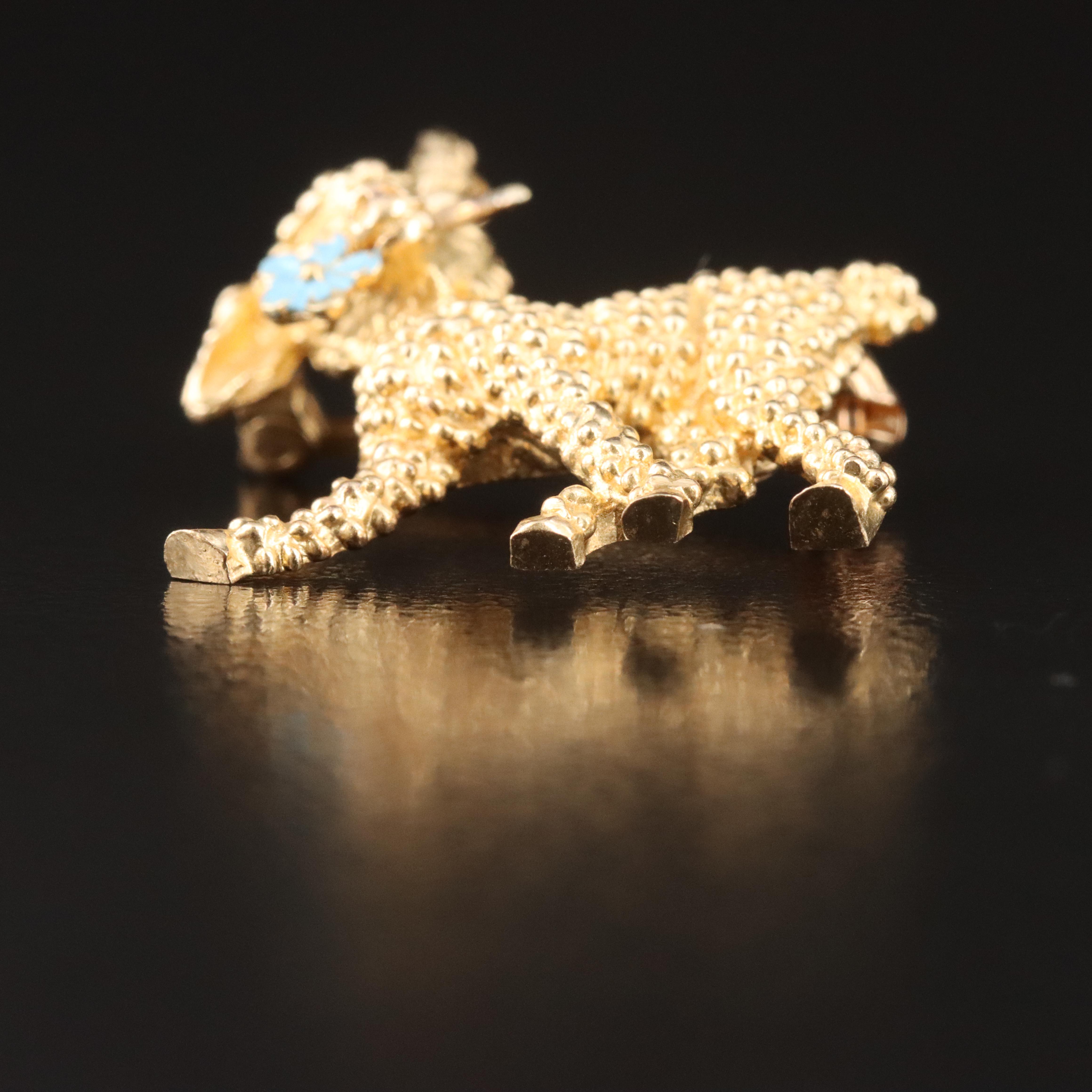 14K Vintage Lamb Pin
