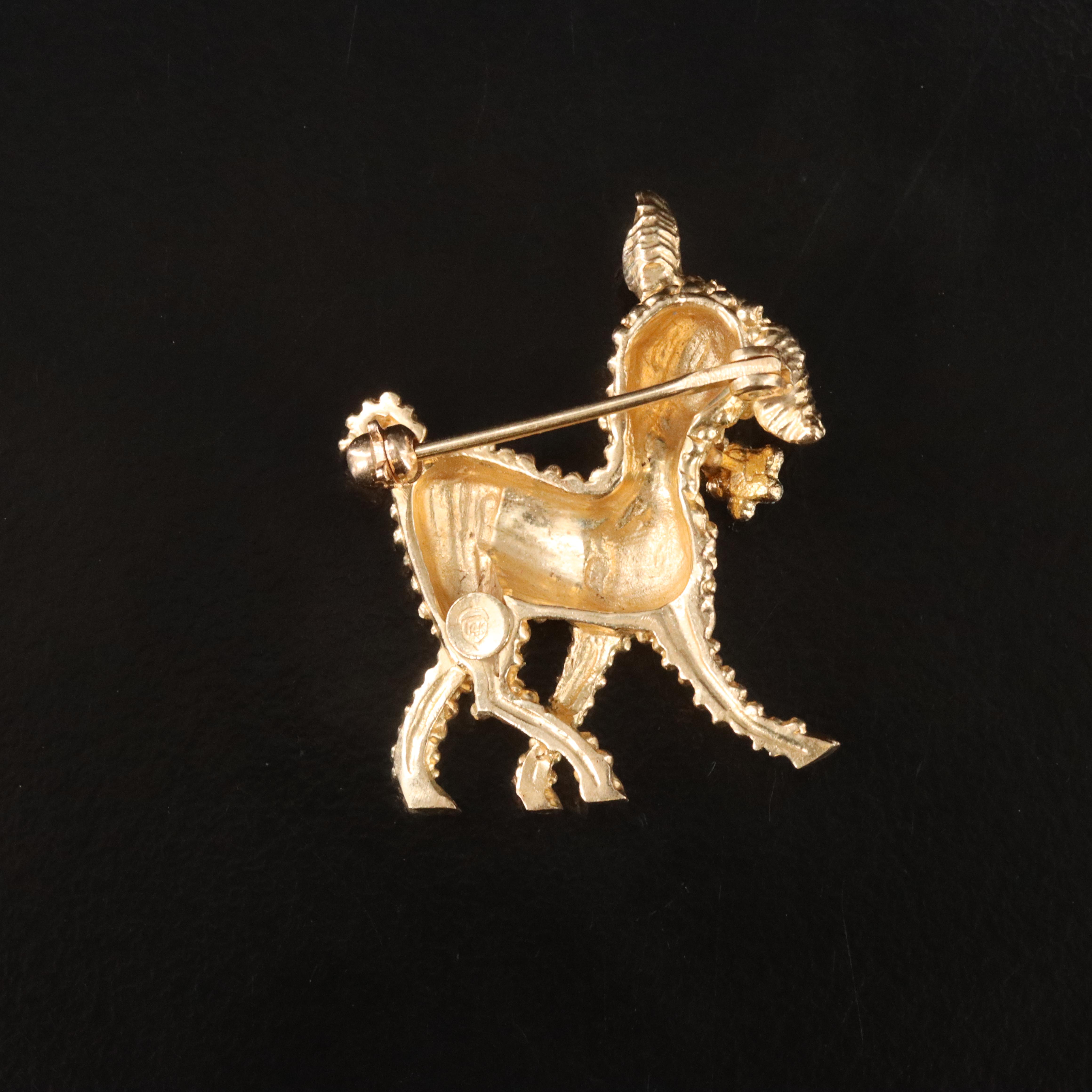 14K Vintage Lamb Pin