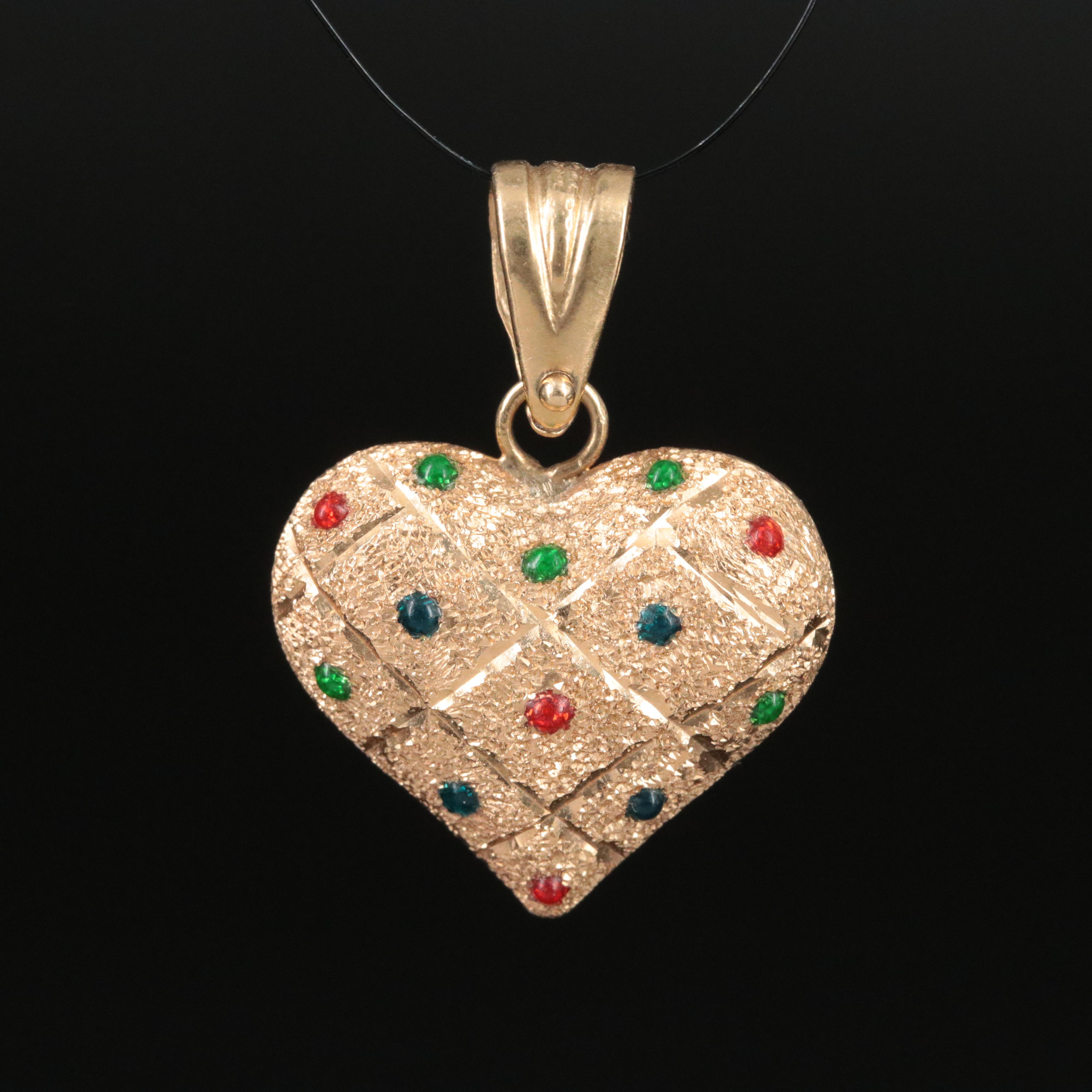 14K Puff Heart Pendant
