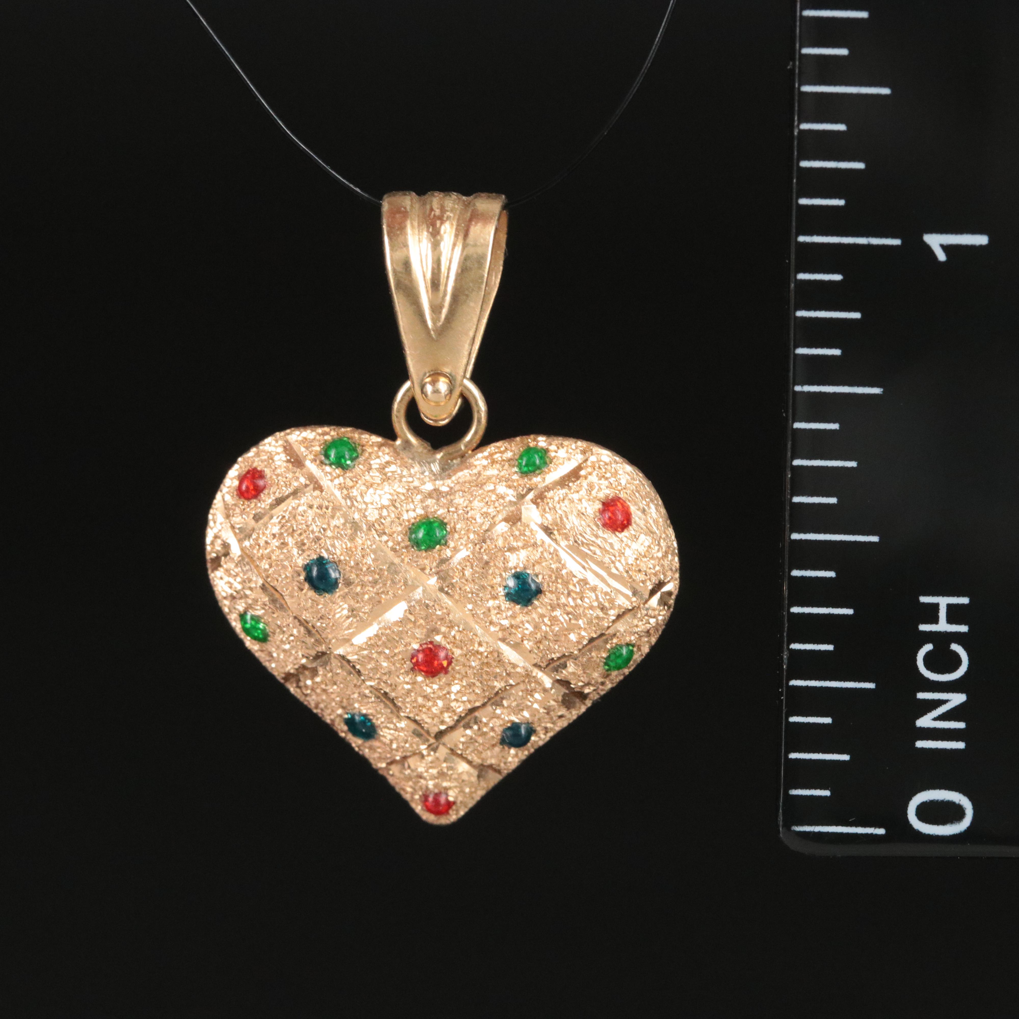 14K Puff Heart Pendant