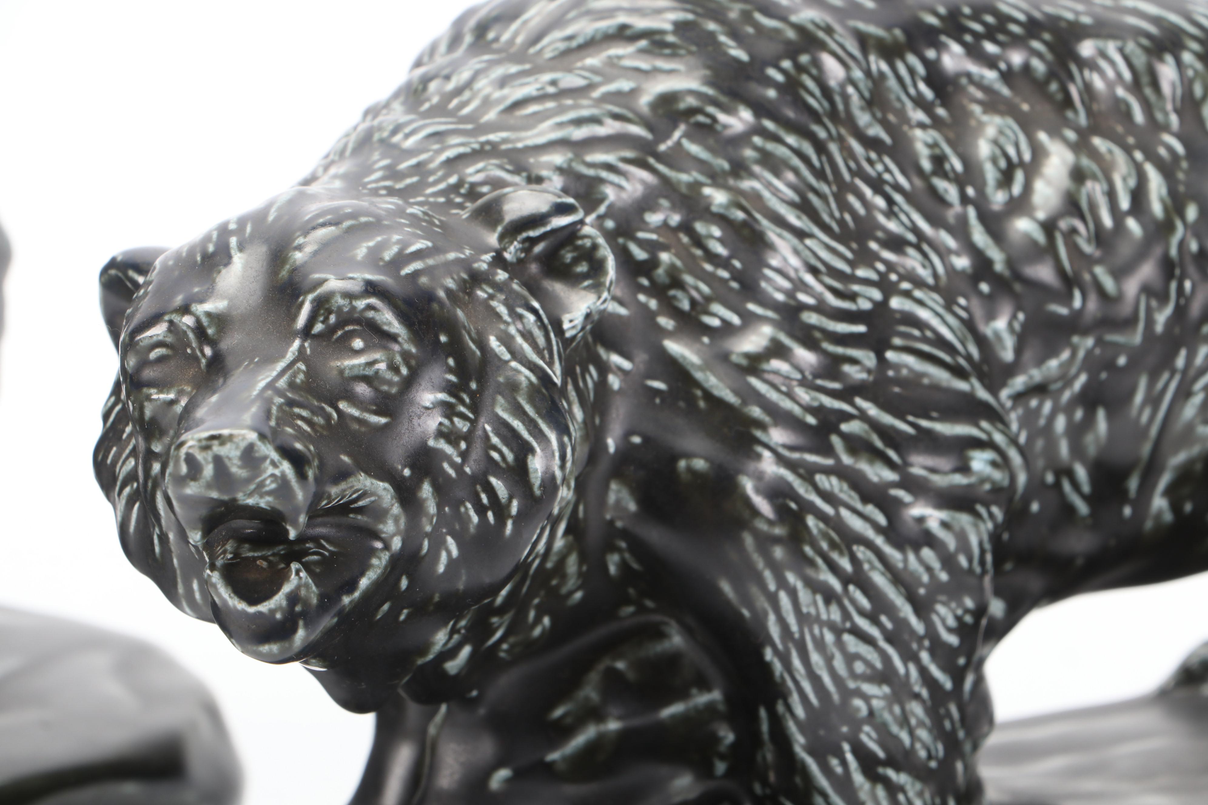 The Mosaic Tile Company Ceramic Bear Bookends, Mid-20th C.