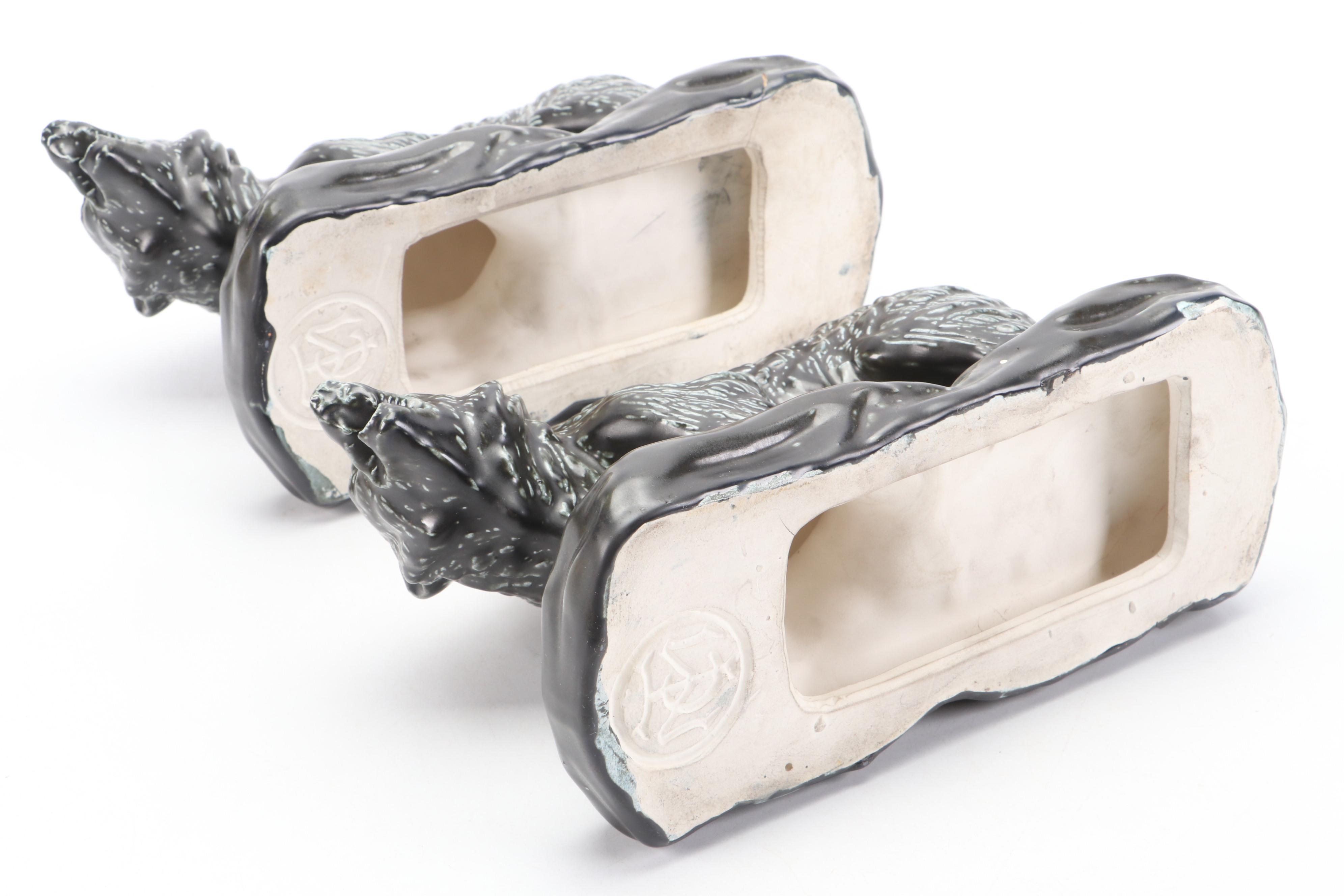 The Mosaic Tile Company Ceramic Bear Bookends, Mid-20th C.