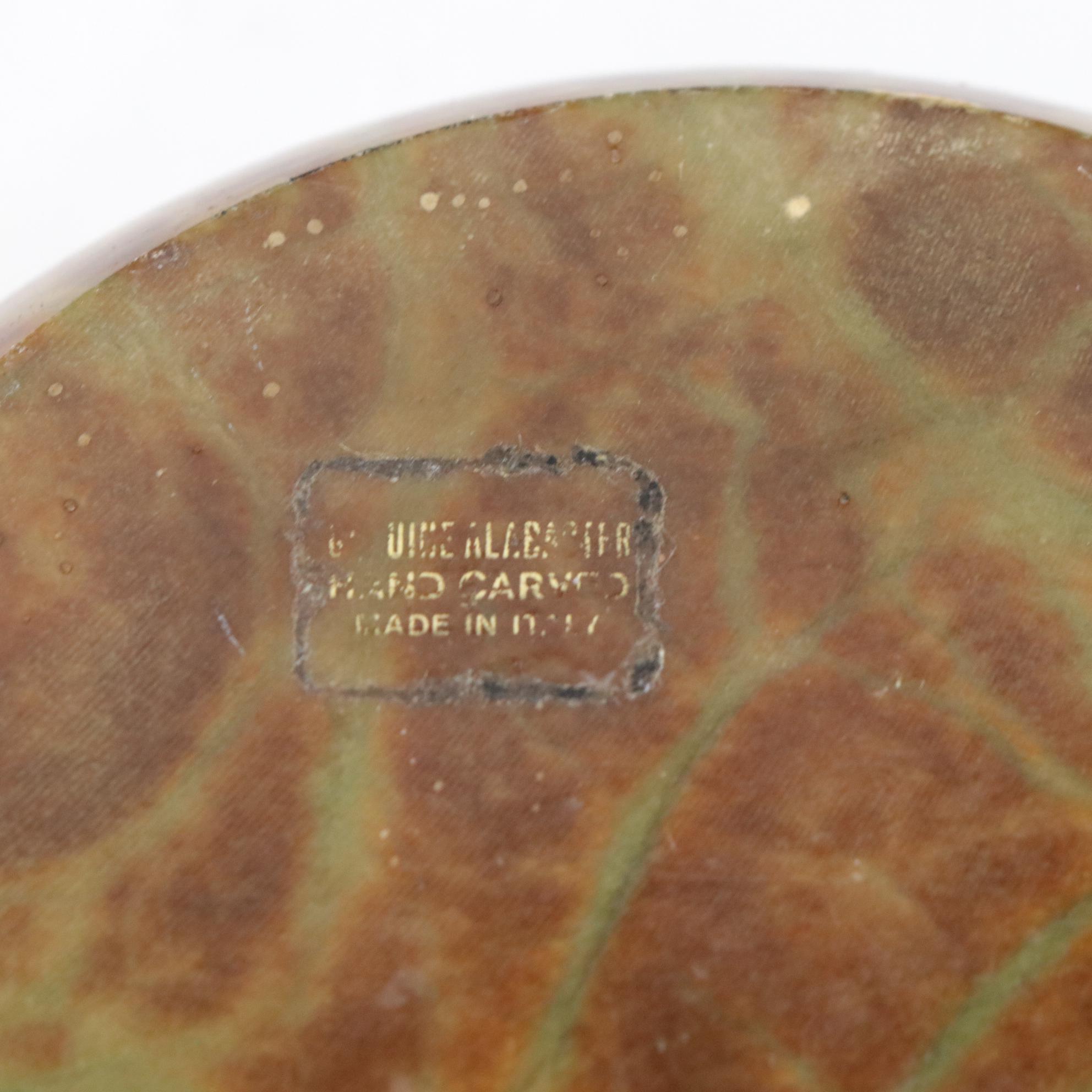 Italian Alabaster Hand-Carved Vanity Boxes Featuring Violet Bouquet Motif