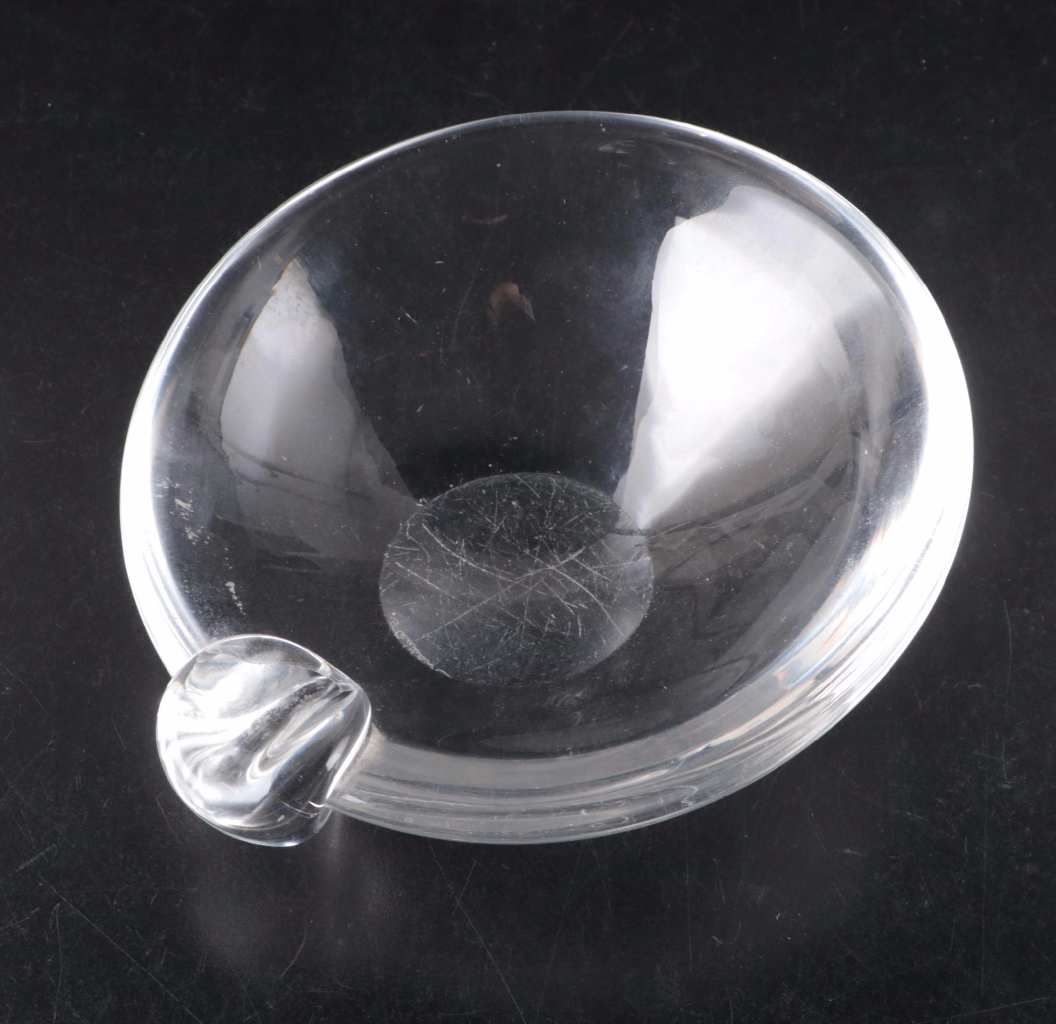 David Hills for Steuben Art Glass Sloping Bowl Ashtray with Other Ashtray