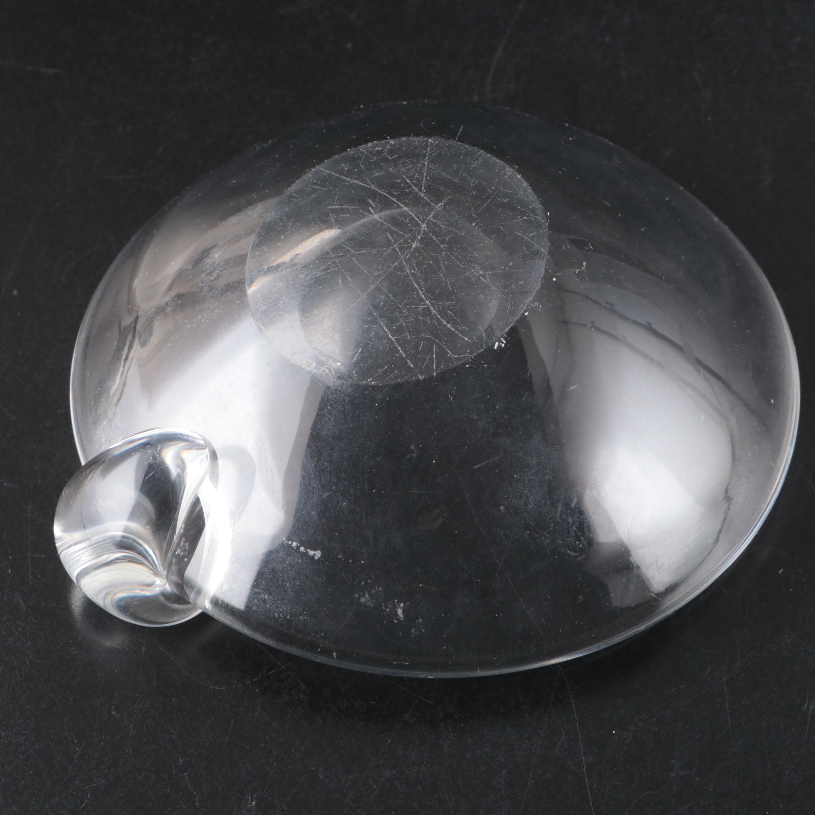 David Hills for Steuben Art Glass Sloping Bowl Ashtray with Other Ashtray