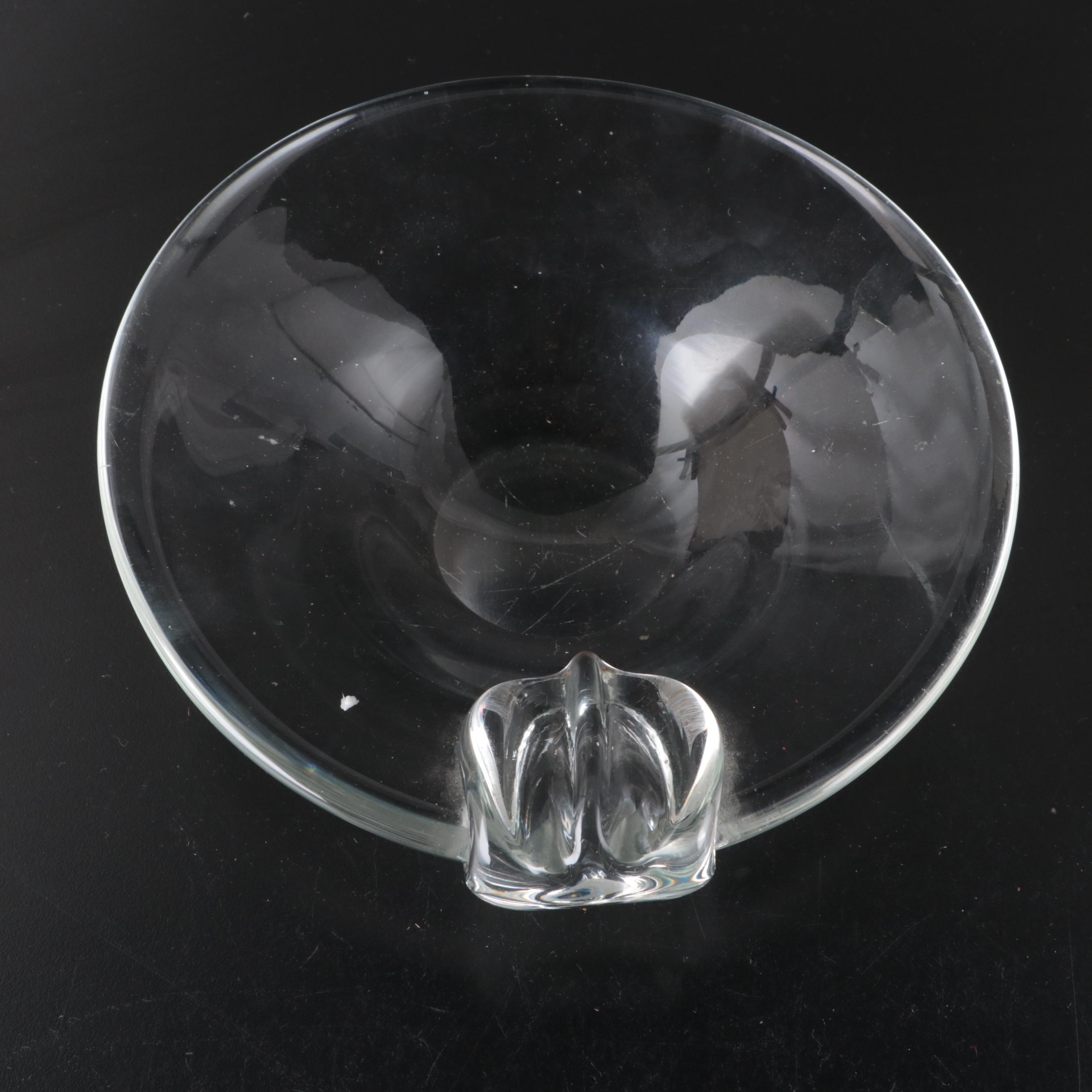 David Hills for Steuben Art Glass Sloping Bowl Ashtray with Other Ashtray