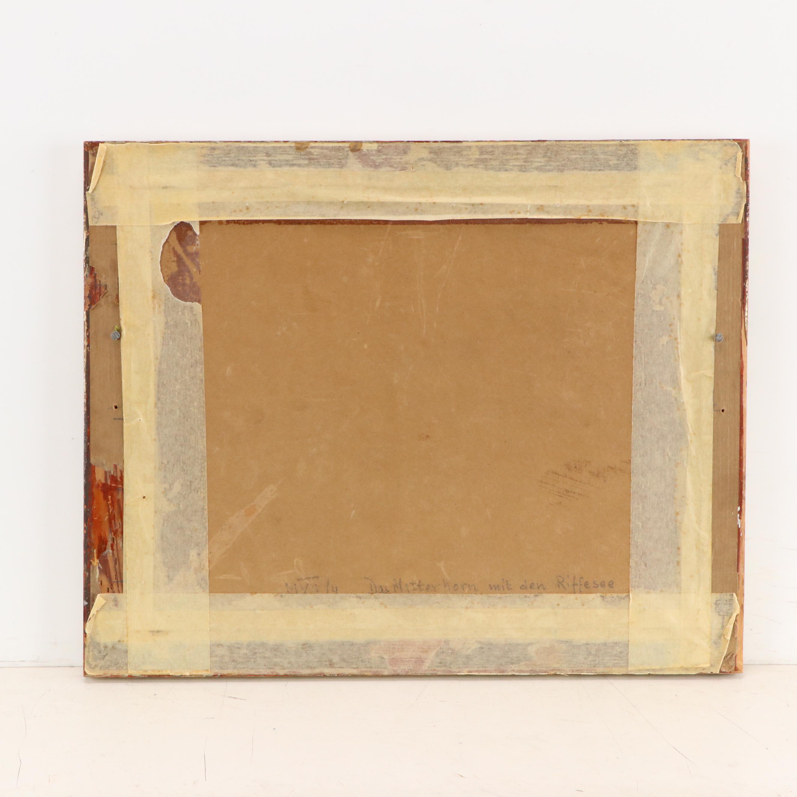 W. Franke Watercolor Painting "The Matterhorn and Reef Lake", Early 20th Century