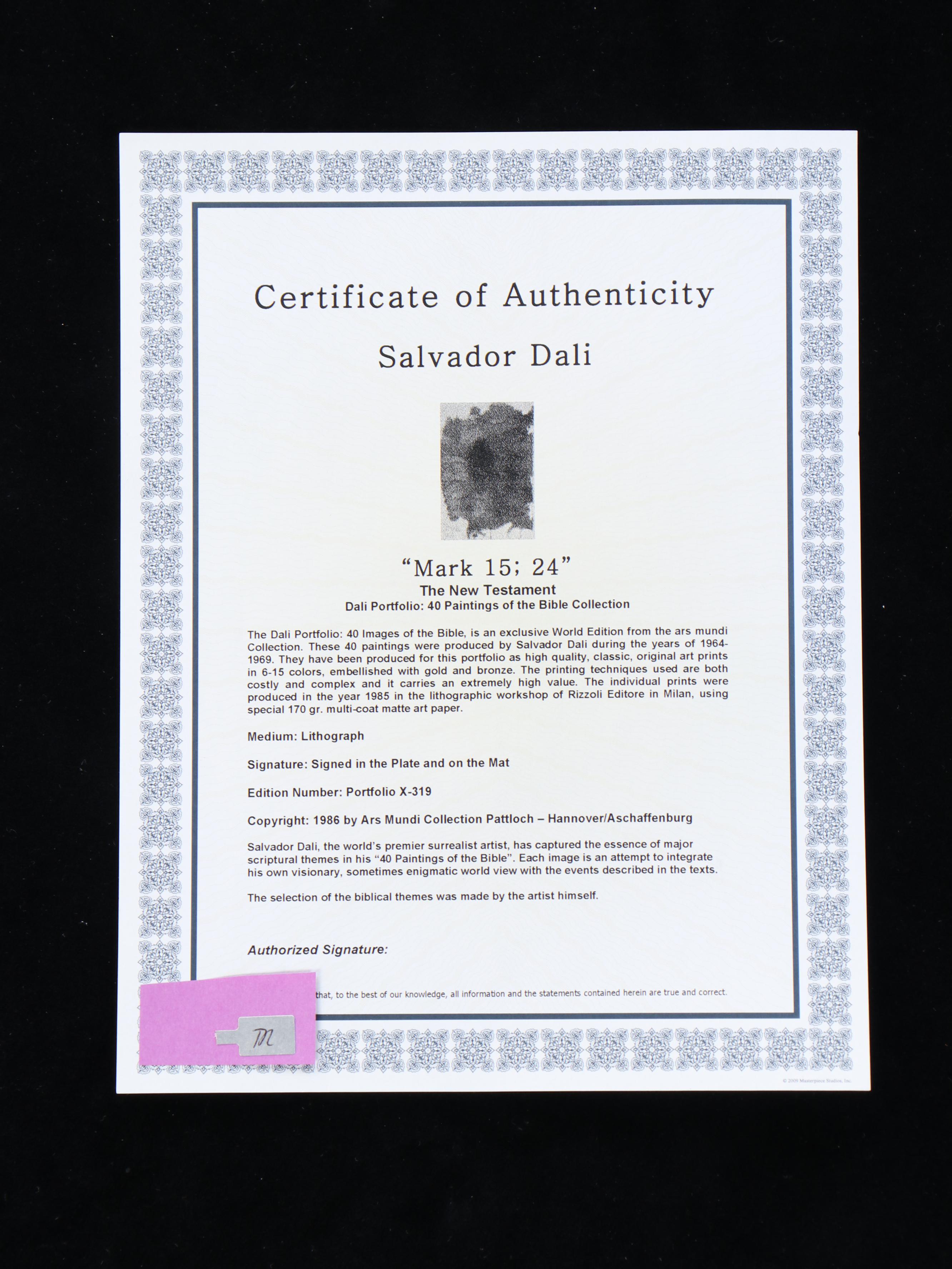 Offset Lithograph After Salvador Dalí "Mark 15:24"