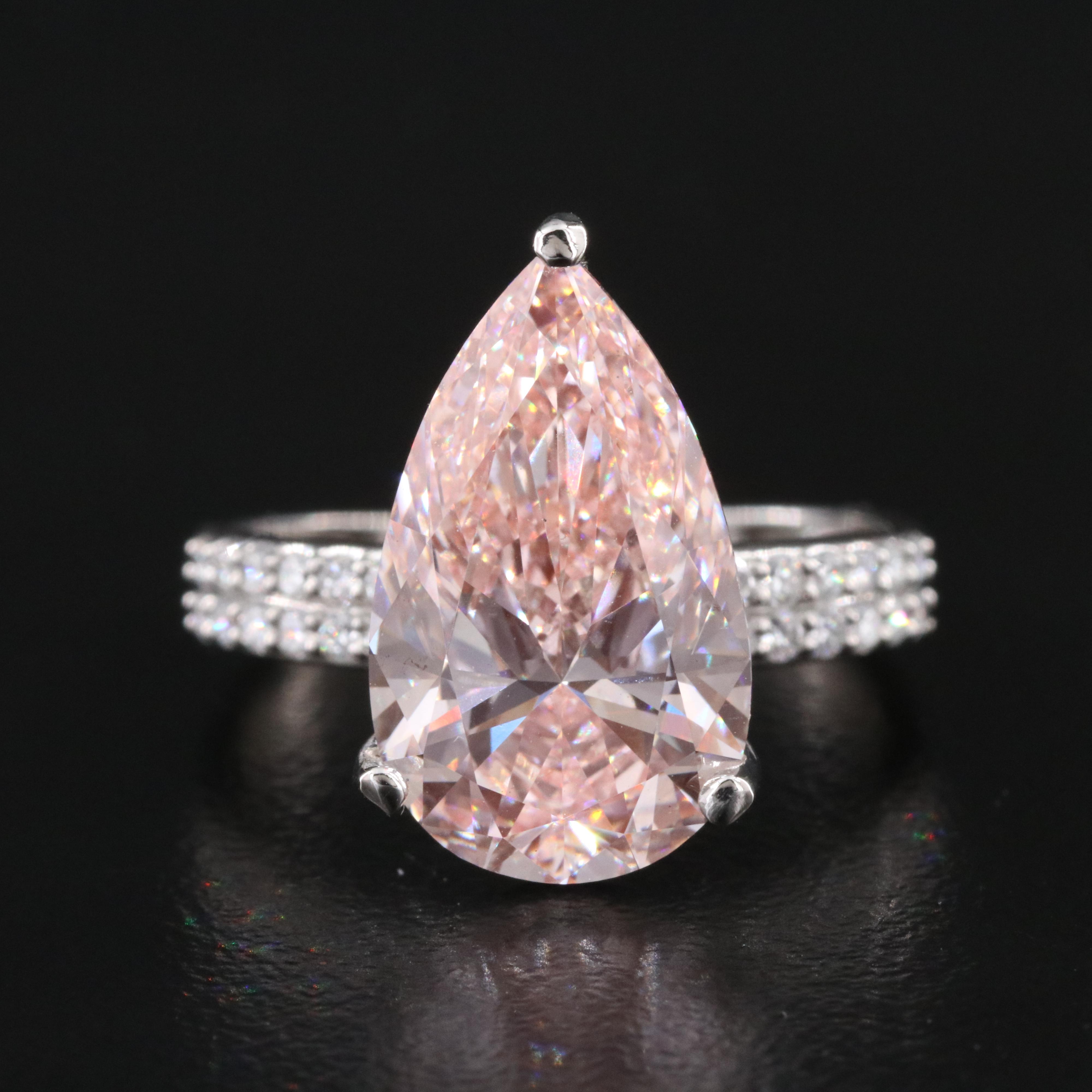 Platinum 5.38 CTW Lab Grown Diamond Ring with Fancy Center and IGI Report