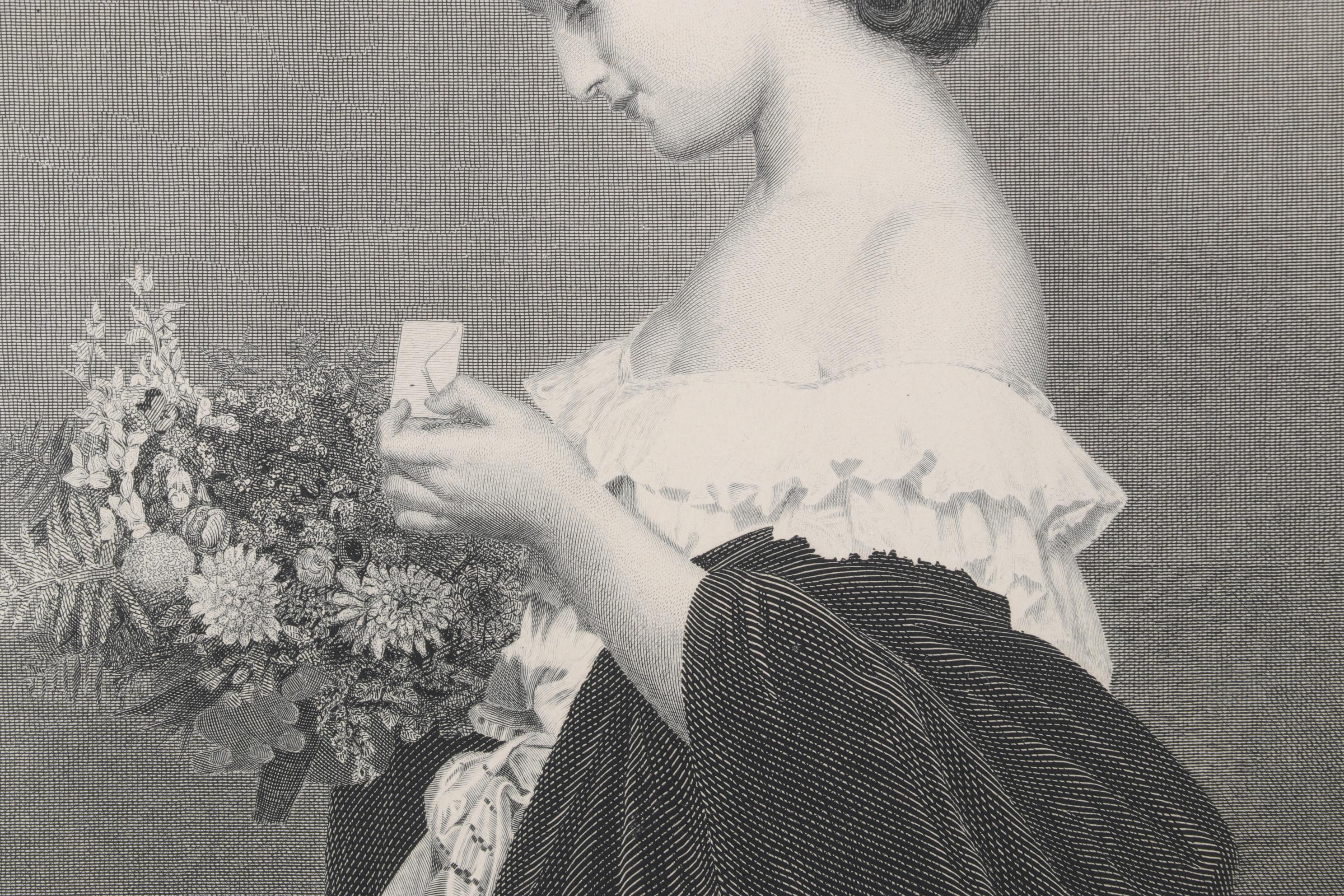 Gustave Bertinot Engraving After Auguste Toulmouche "The Love Letter"