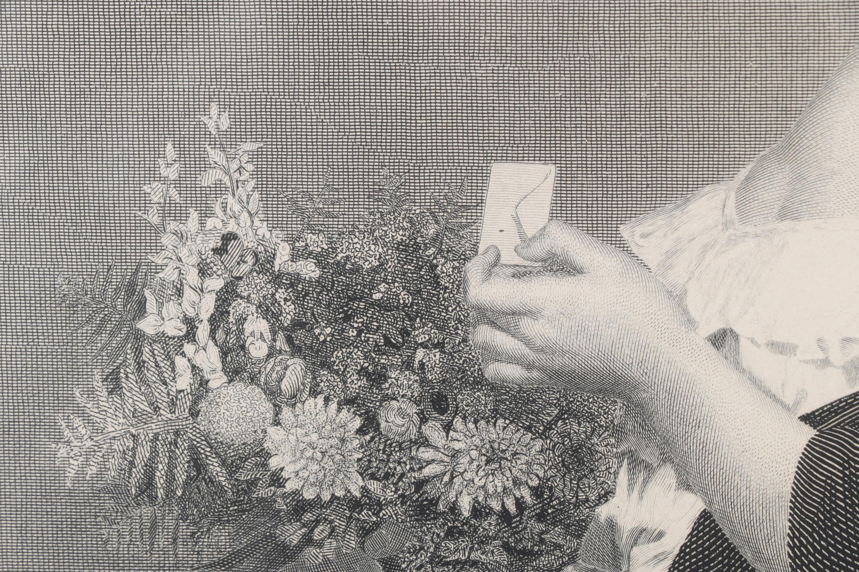 Gustave Bertinot Engraving After Auguste Toulmouche "The Love Letter"