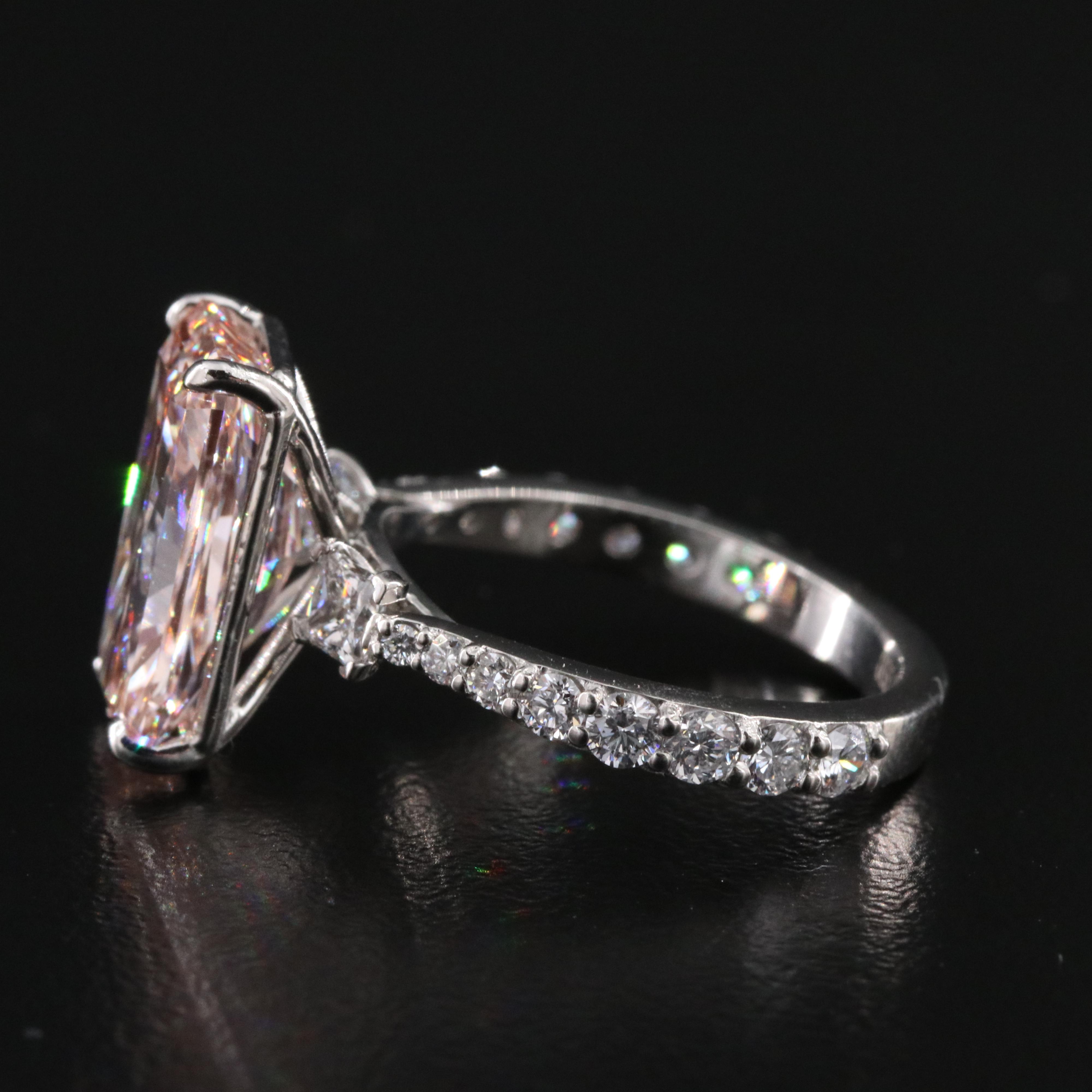 Platinum 5.90 CTW Fancy Intense Pink Lab Grown Diamond Ring with IGI Report
